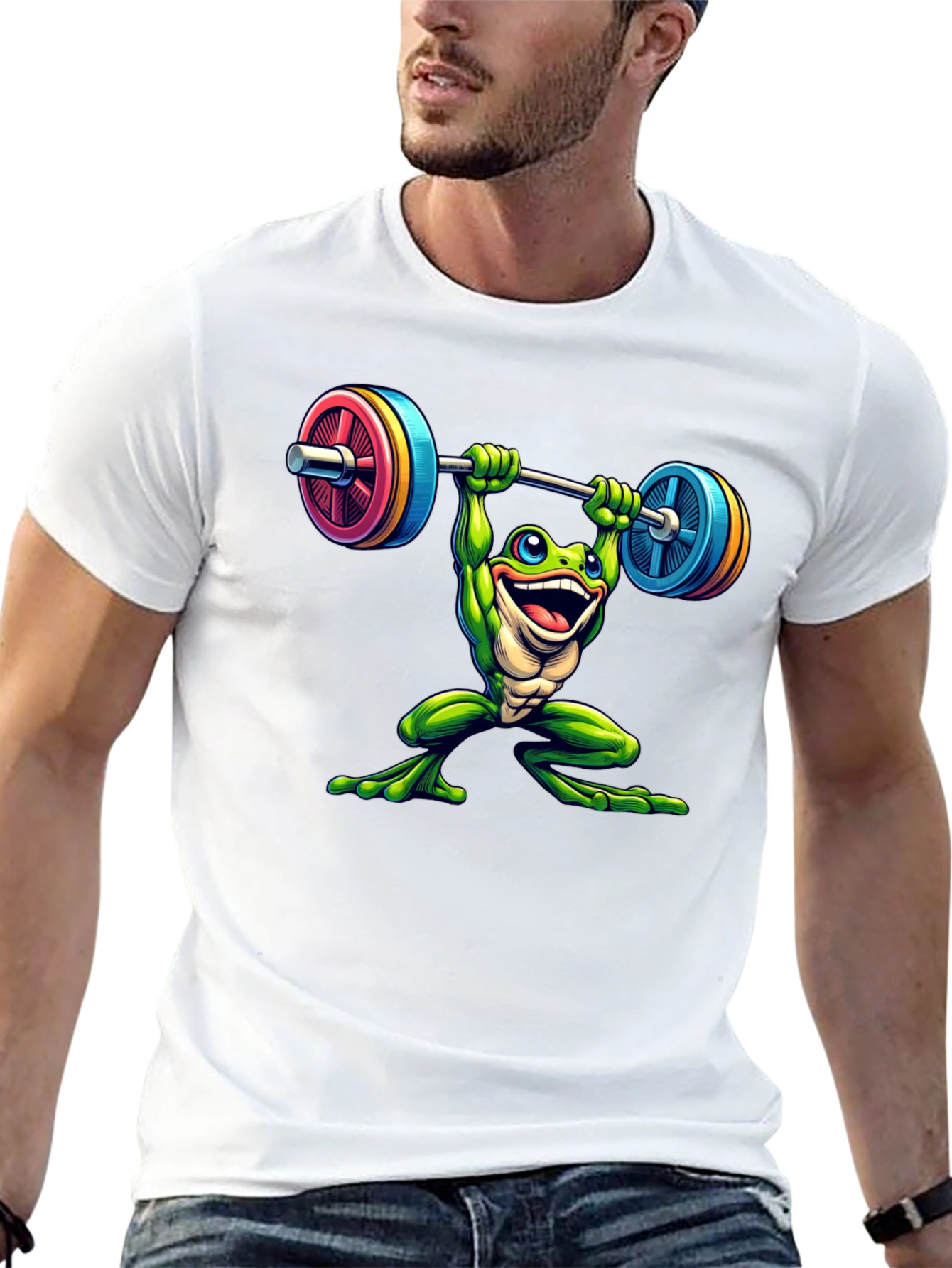 Black Frog Lifting Weights Graphic Tee view 13