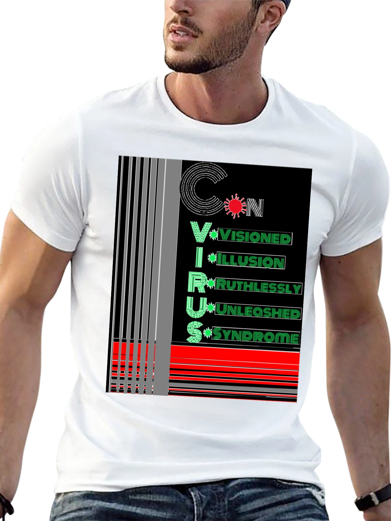 Black Unique Virus Graphic Tee - Black Cotton view 13