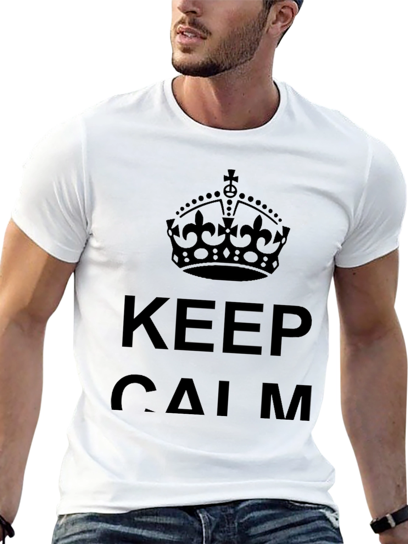 Black Keep Calm Crown Graphic Black T-Shirt view 13