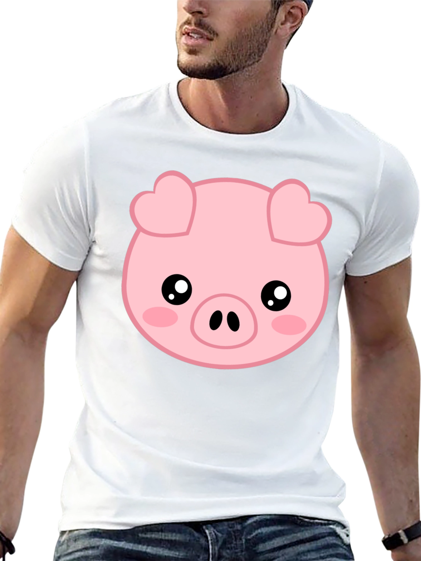 Black Cute Pig Graphic Tee - Black view 13