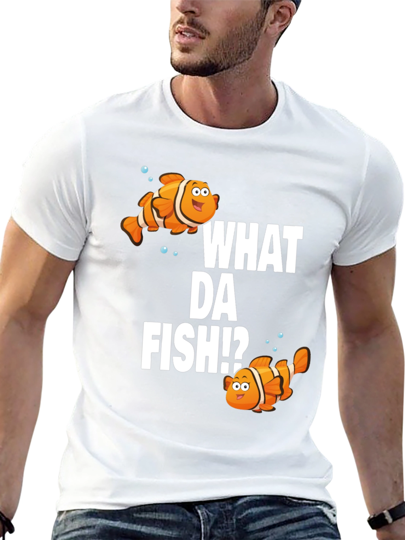 Black What Da Fish!? Graphic T-Shirt view 13