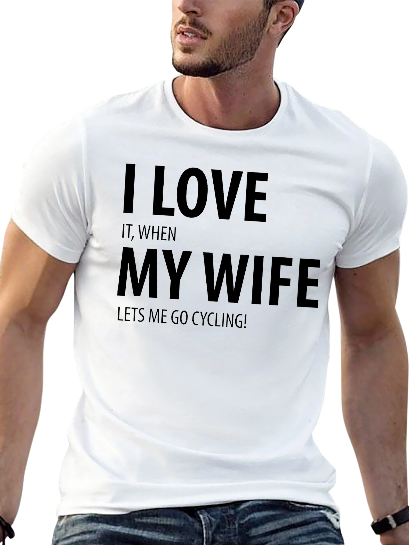 Black I Love My Wife Cycling T-Shirt view 13