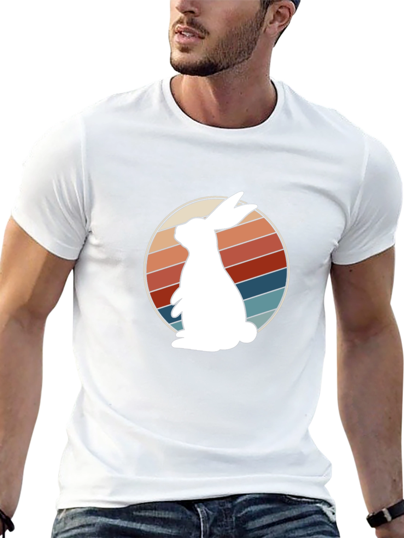 Black Retro Rabbit Graphic Tee view 13