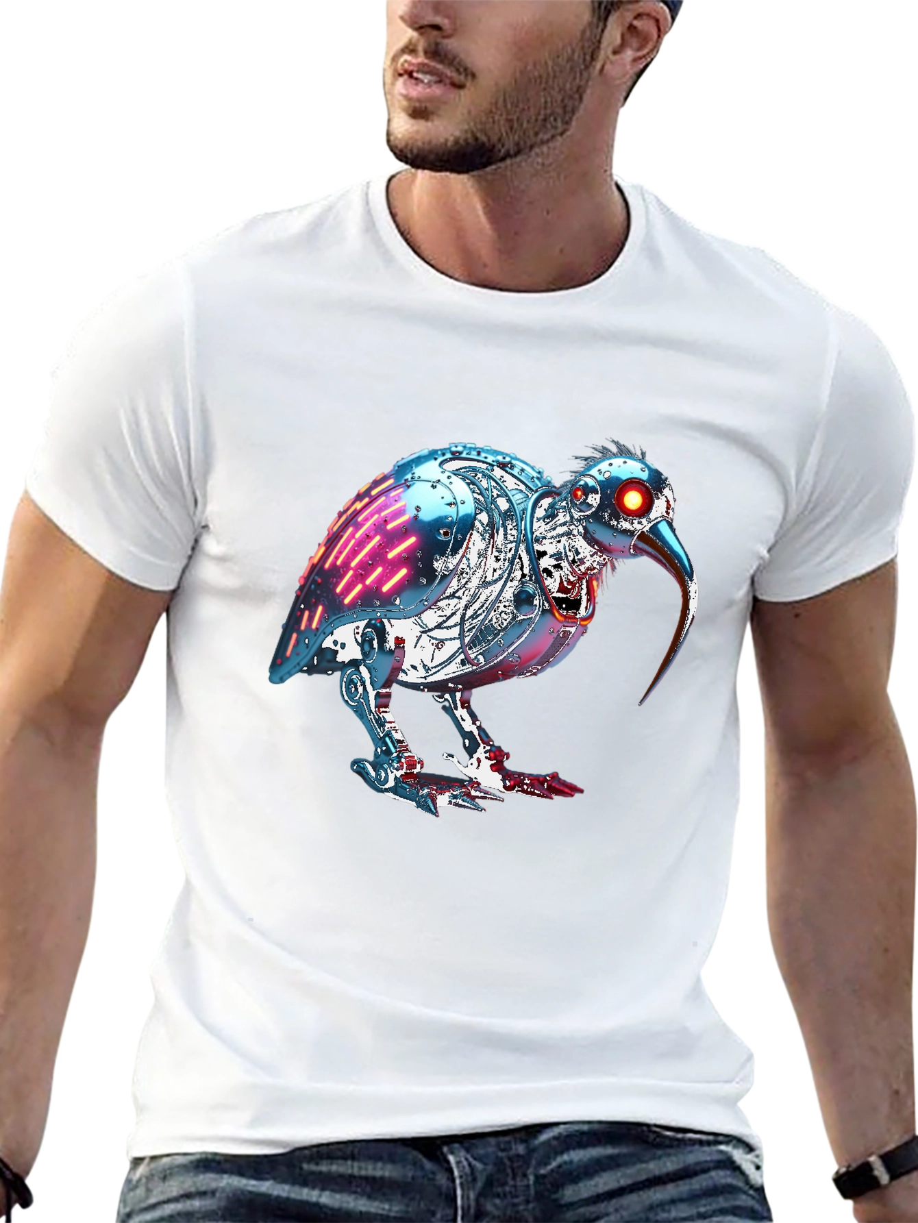 Black Robotic Kiwi Bird Graphic Tee view 13