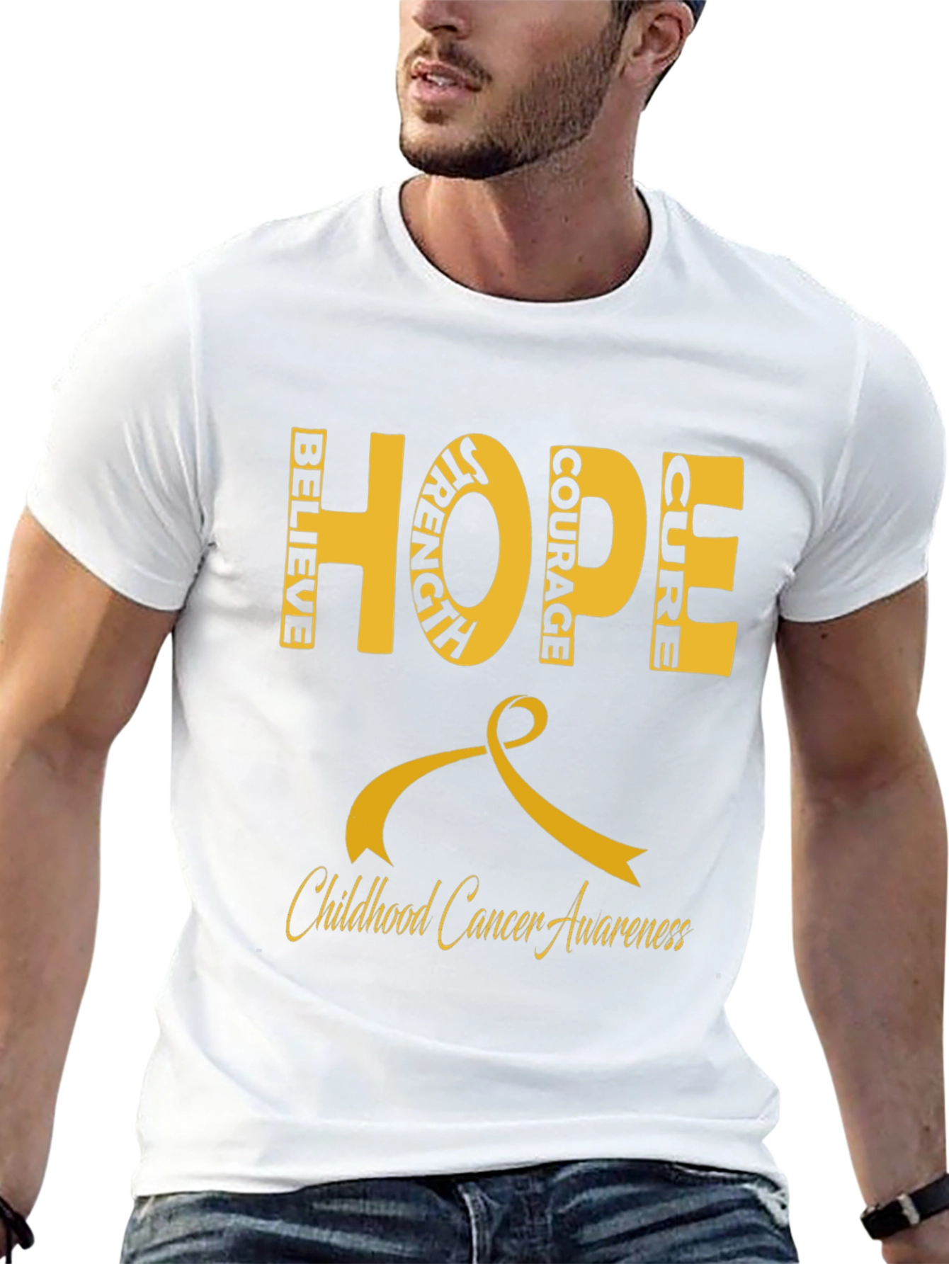 Black Childhood Cancer Awareness Hope T-Shirt view 13