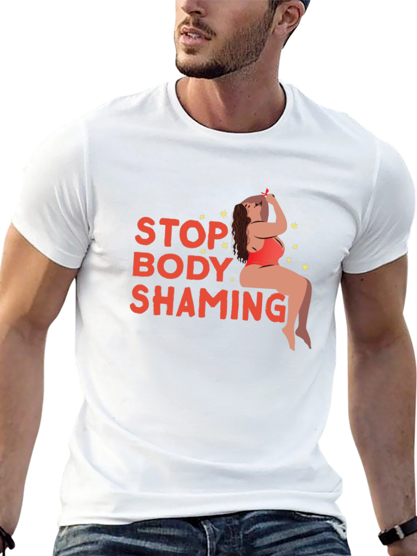 Black Stop Body Shaming Graphic Tee - Black view 13