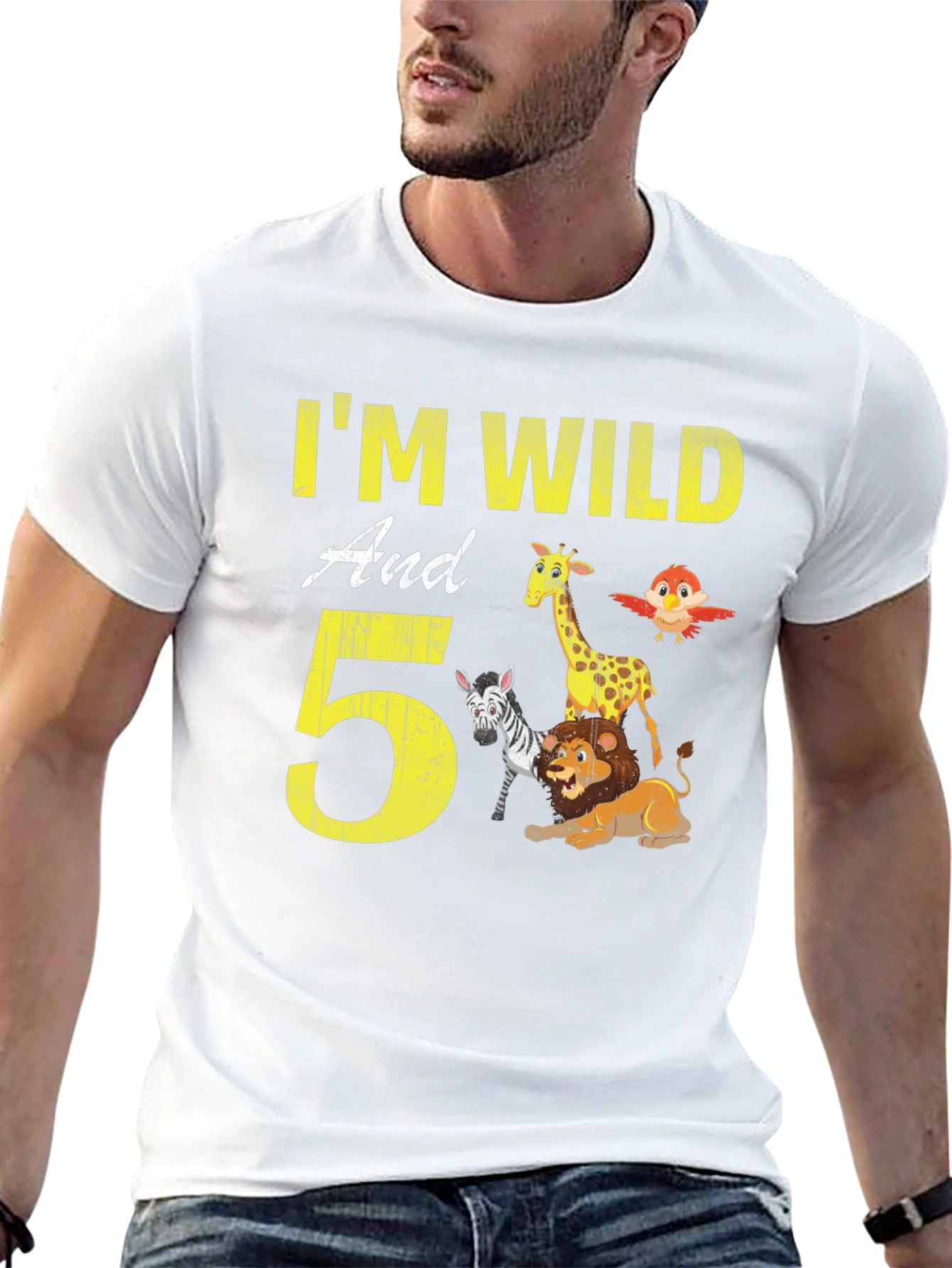 Black I'm Wild And 5! Birthday Animals Kids T-Shirt view 13