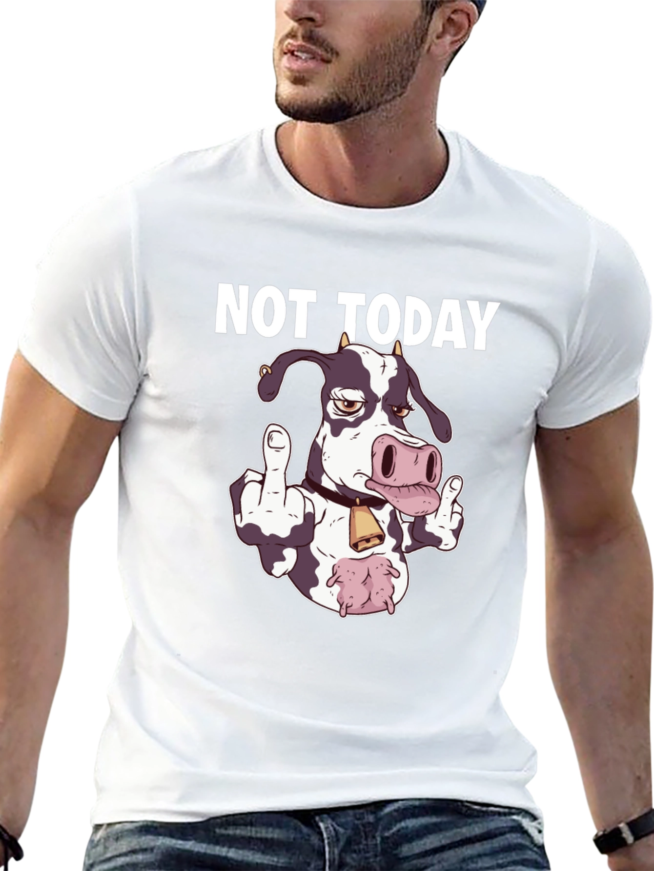 Black Not Today Funny Cow T-Shirt view 13