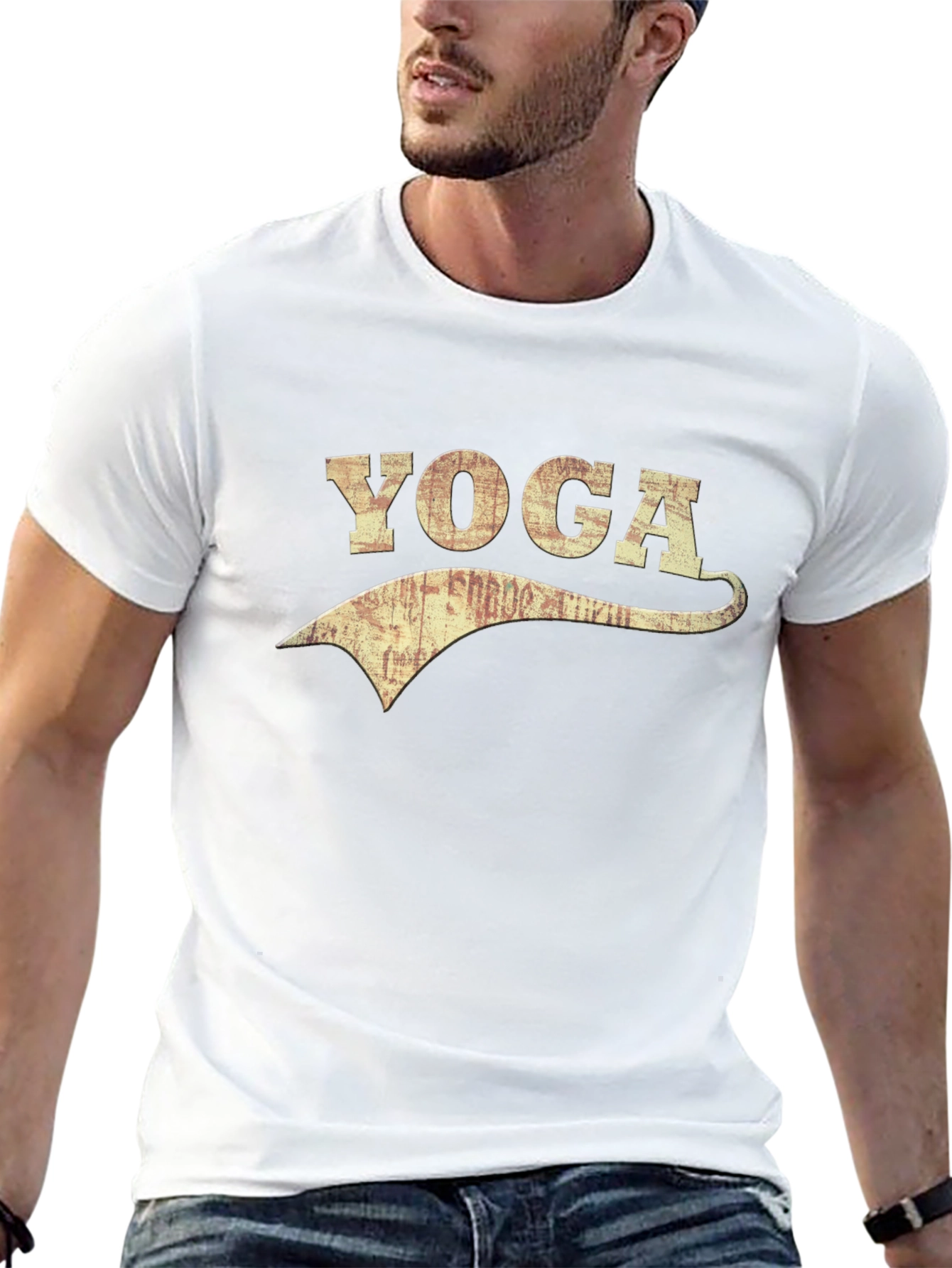 Black Vintage Yoga Graphic Tee - Black Cotton Blend view 13