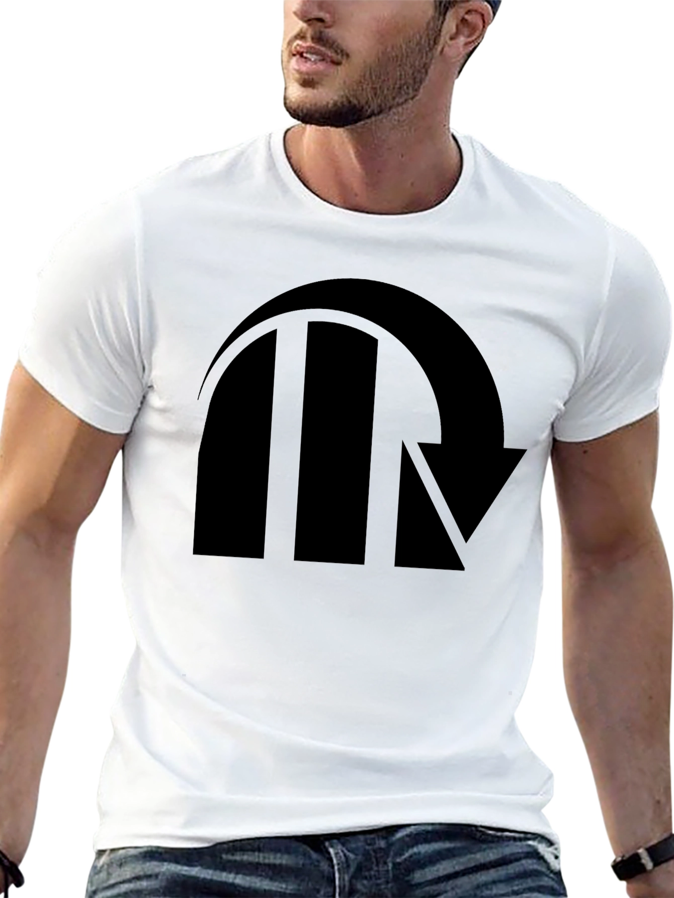 Black Black T-Shirt with Abstract Arrow Graphic view 13