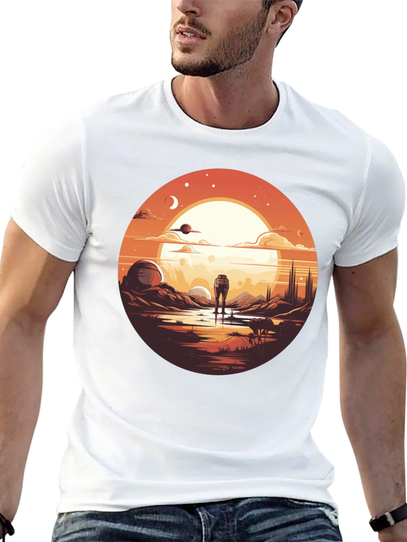 Black Sci-Fi Landscape Graphic Tee view 13