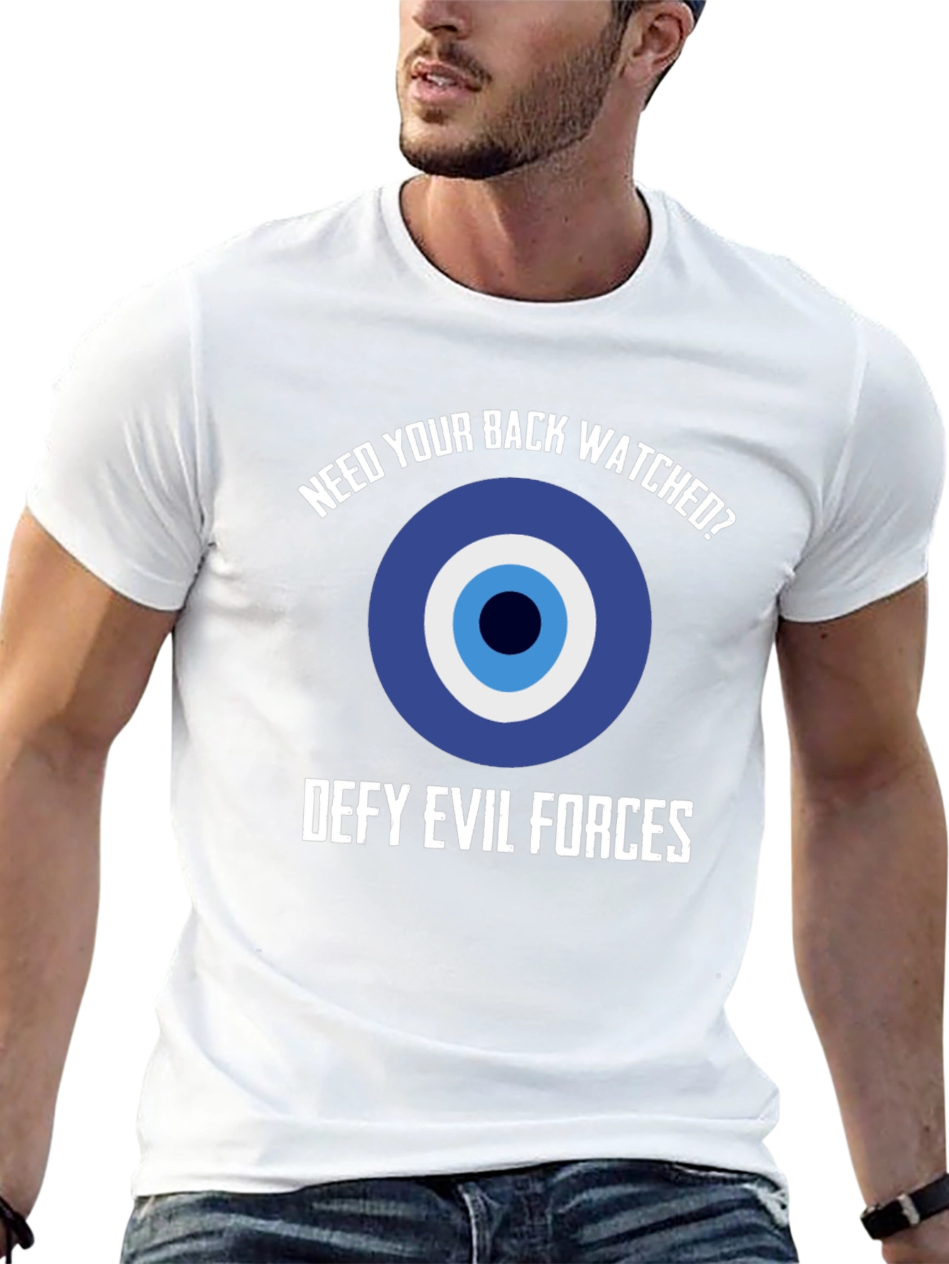 Black Evil Eye Protection T-Shirt - Defy Evil Forces! view 13