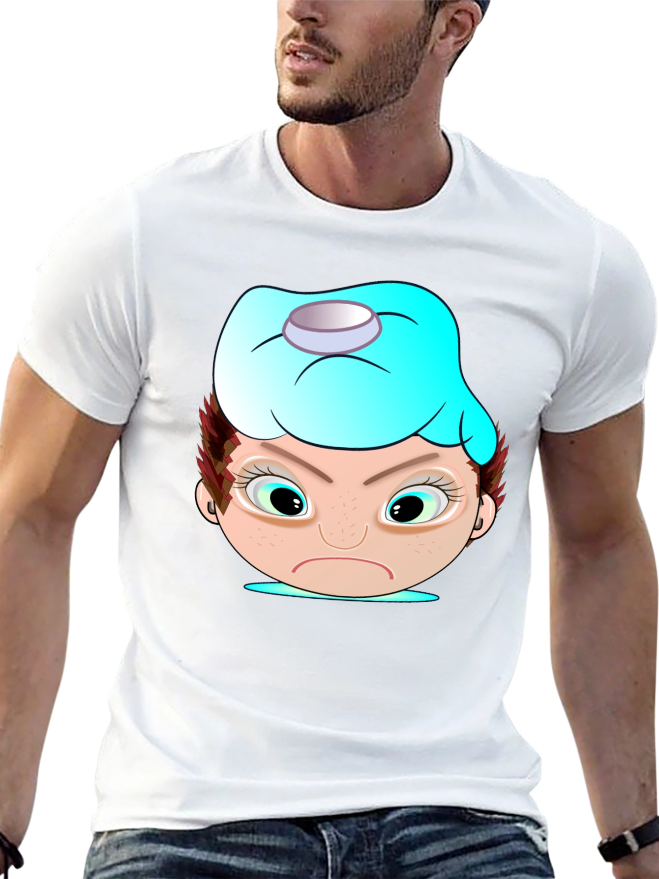 Black Funny Cartoon Headache T-Shirt view 13