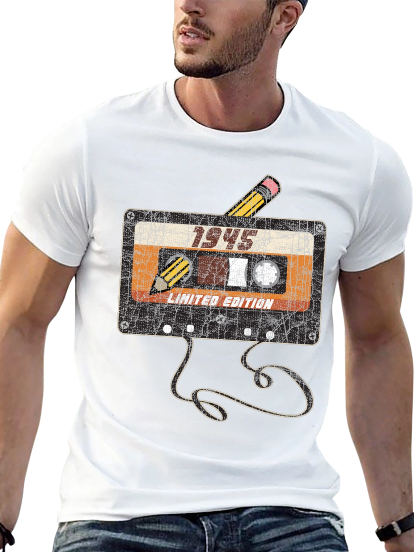 Black Vintage 1945 Cassette Tape T-Shirt view 13