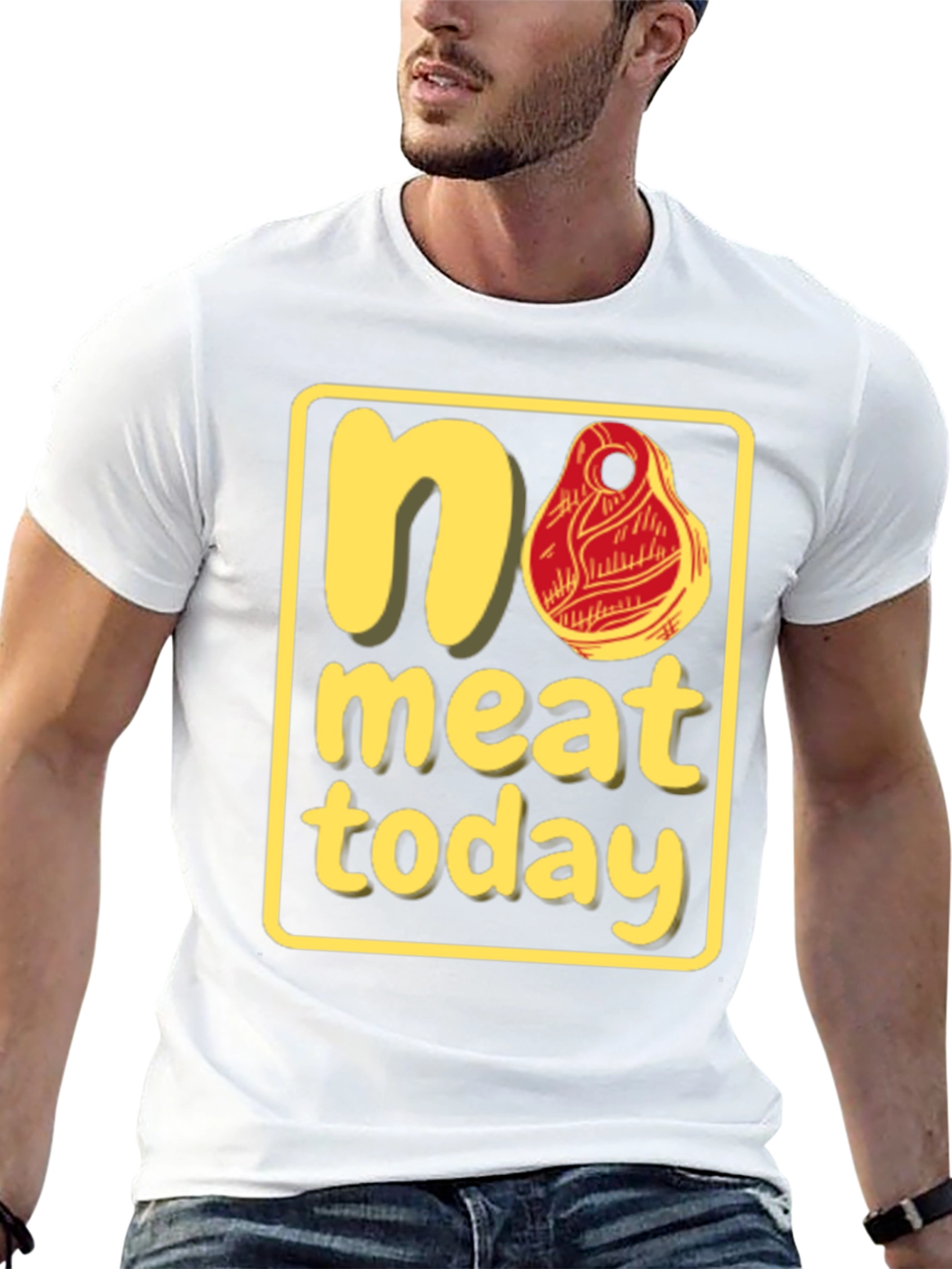 Black No Meat Today Graphic T-Shirt - Black Cotton Tee view 13