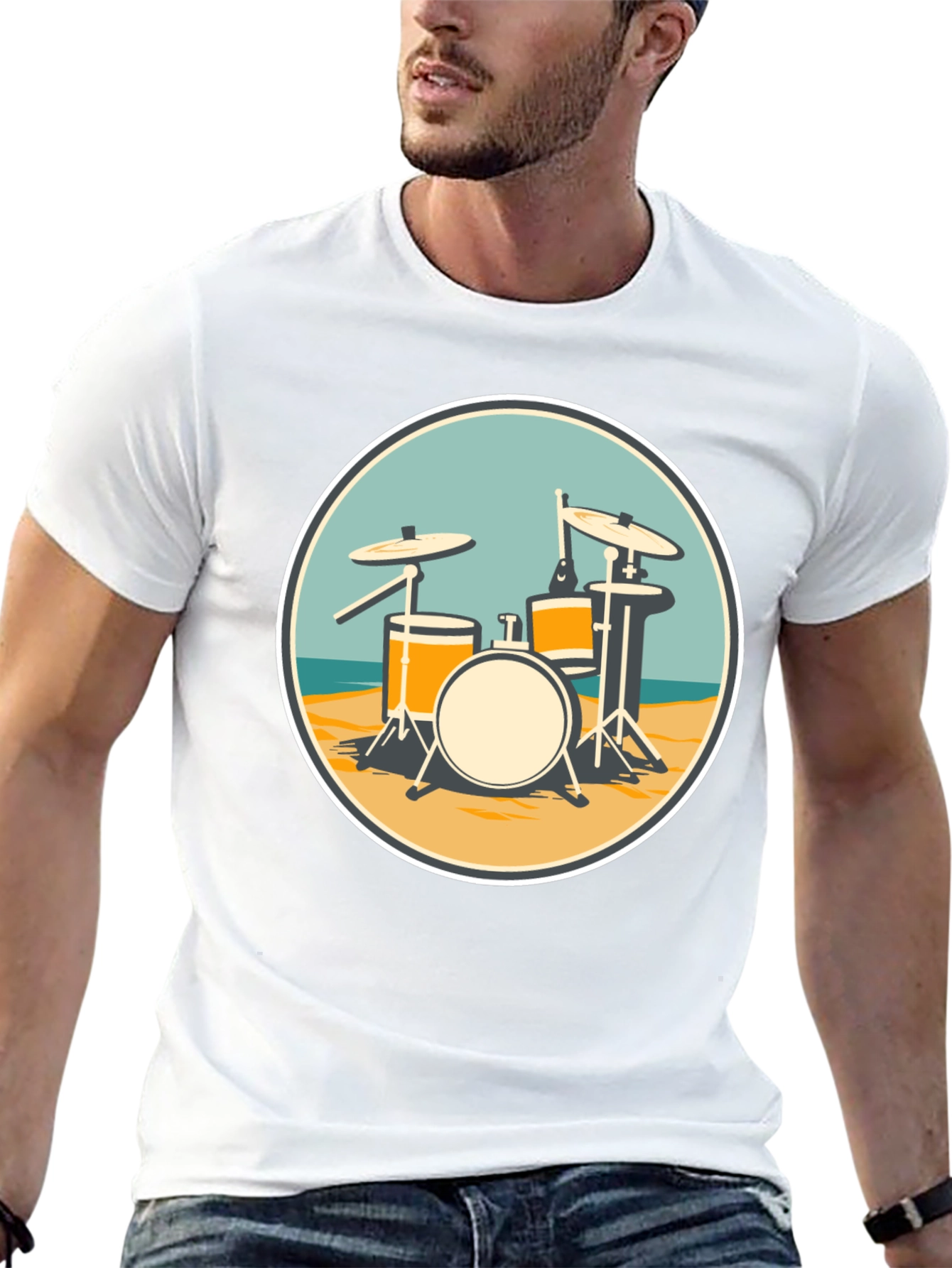 Black Drum Set Beach T-Shirt view 13