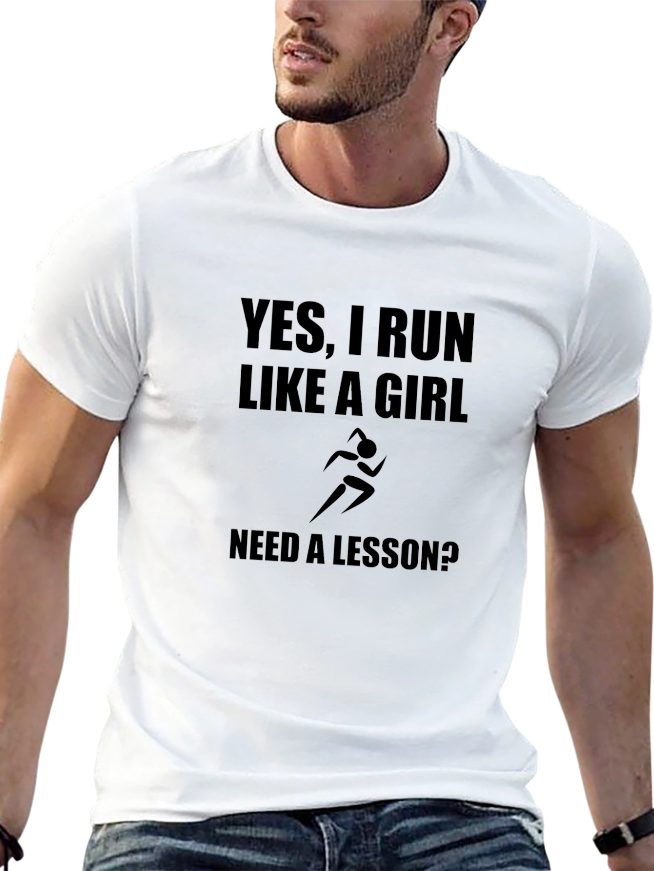 Black Yes, I Run Like a Girl T-Shirt view 13