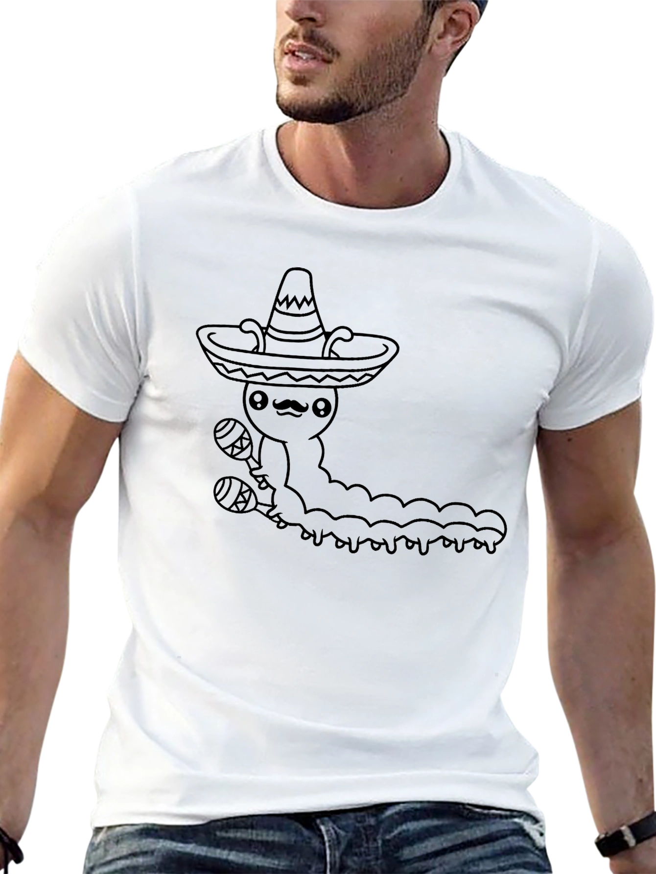 Black Mexican Caterpillar T-Shirt - Fun Graphic Tee view 13