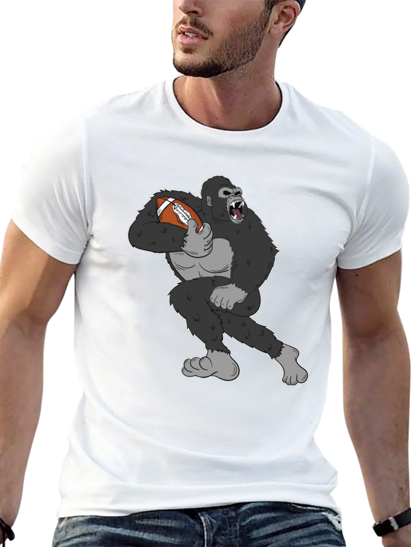 Black Gorilla Football T-Shirt - Black view 13