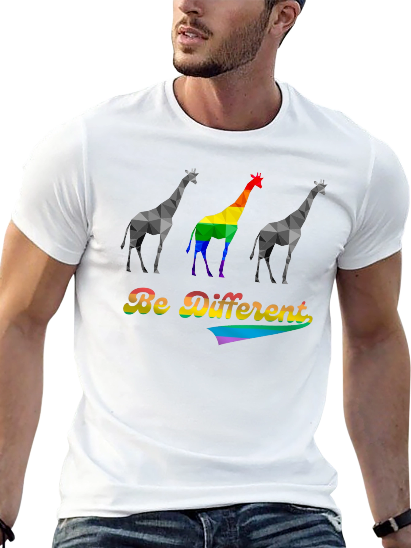 Black Be Different Giraffe Pride T-Shirt view 13