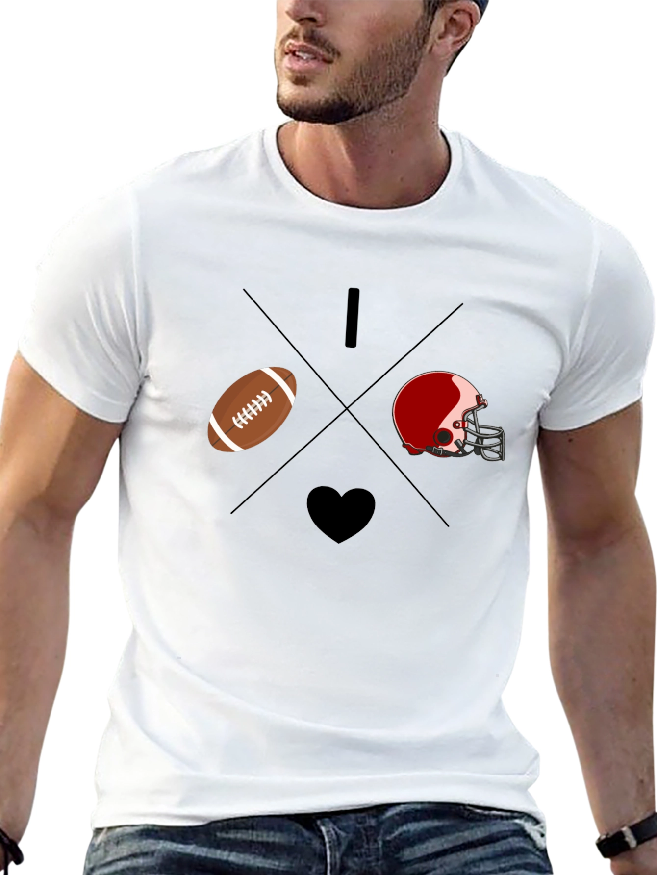 Black I Love Football T-Shirt view 13