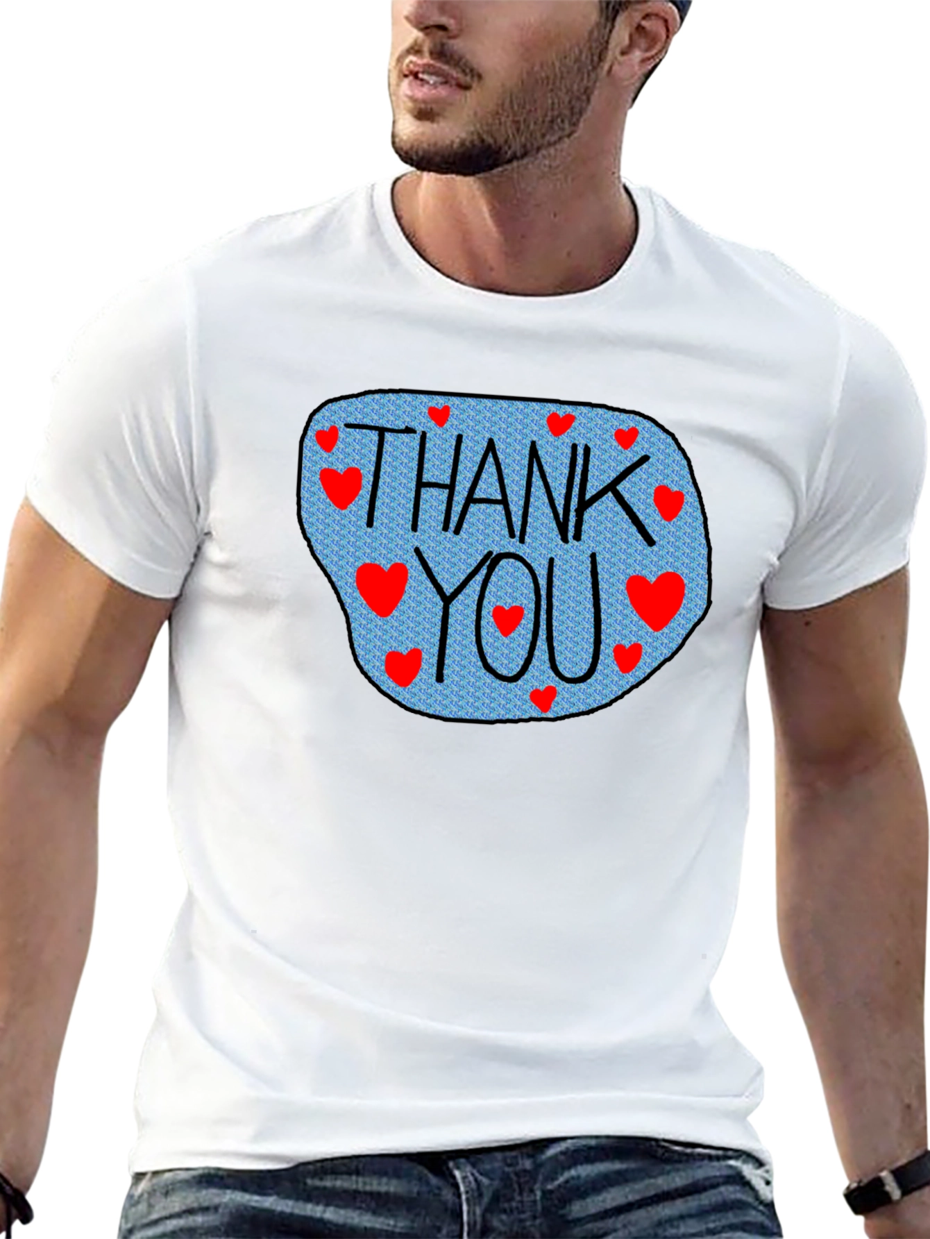 Black Thank You Hearts Graphic Tee - Stylish Casual Comfort view 13