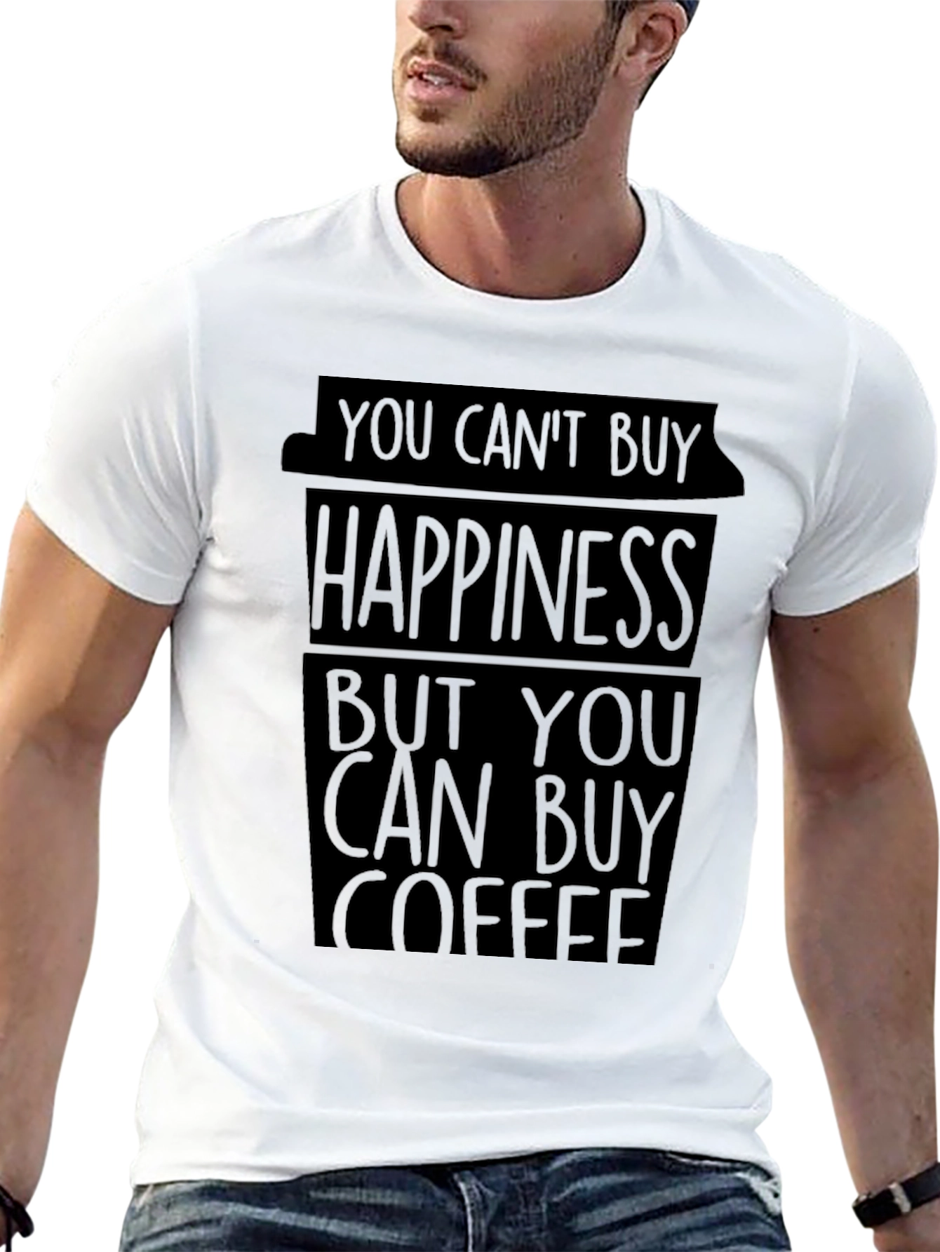 Black Coffee Happiness T-Shirt - You Can't Buy Happiness, But Coffee view 13