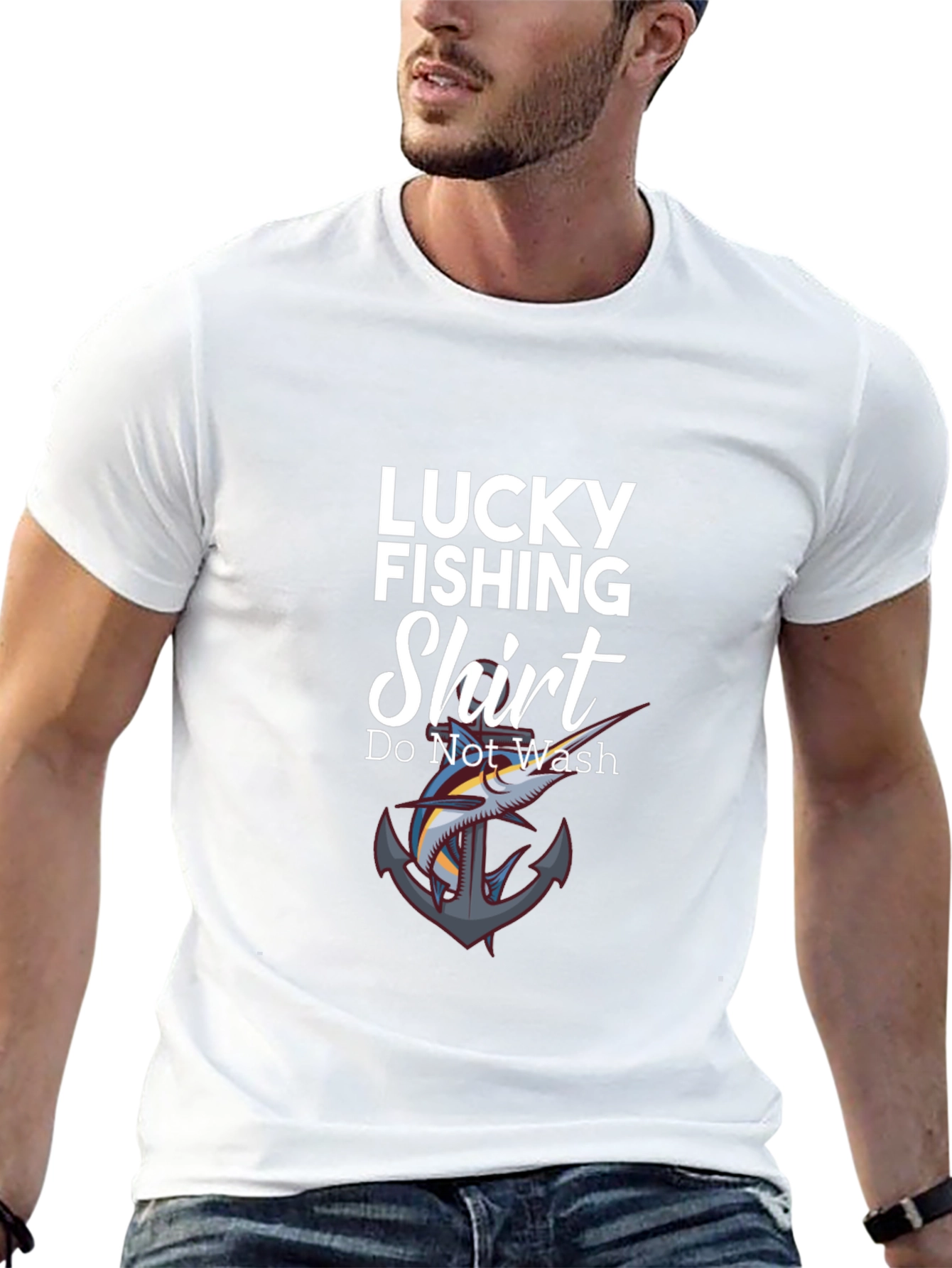 Black Lucky Fishing Shirt - Novelty Graphic Tee view 13