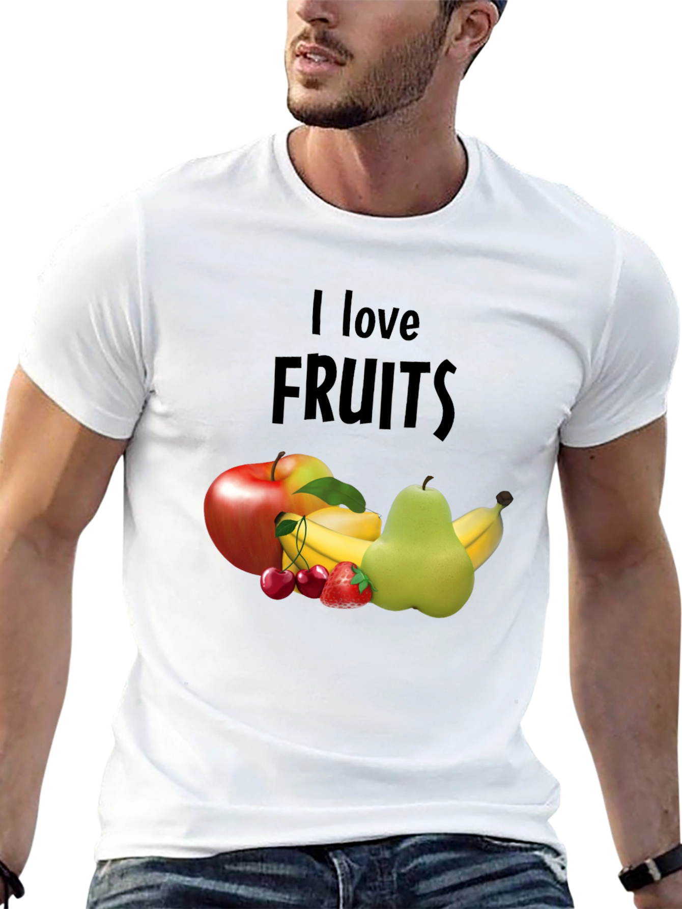 Black I Love Fruits Graphic Tee - Casual Black T-Shirt view 13