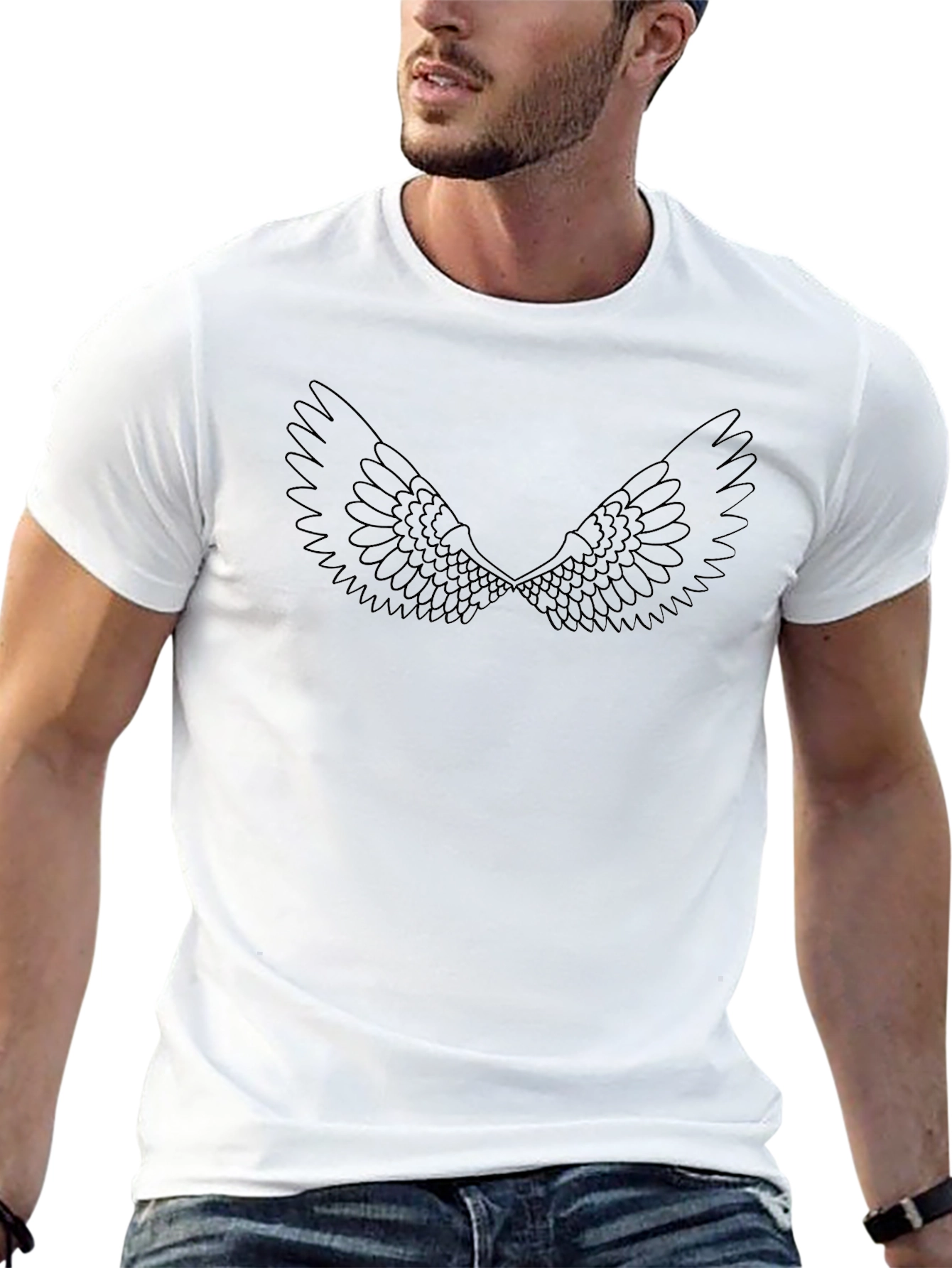 Black Wing Graphic Black T-Shirt for Men view 13