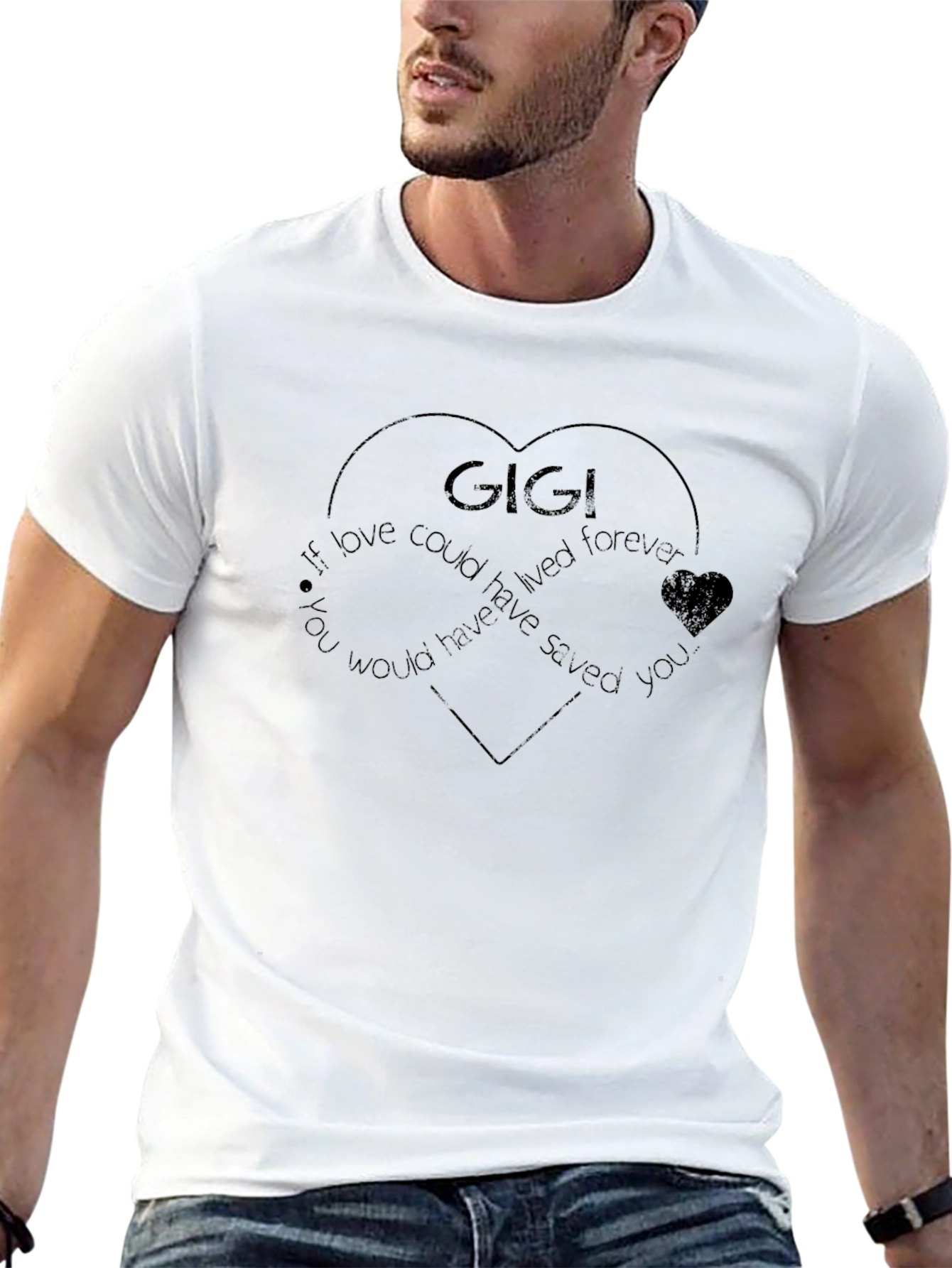 Black Gigi Love Heart Graphic Tee - Unisex Black T-Shirt view 13