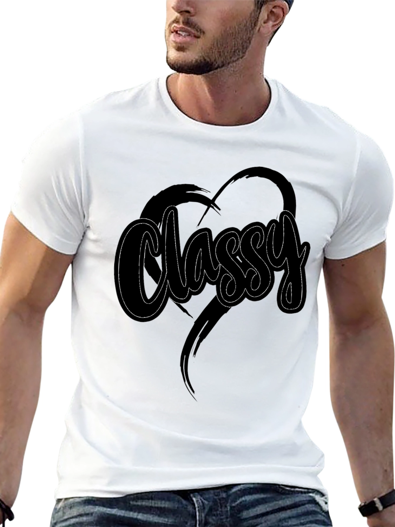 Black Classy Heart Tee - Stylish Men's Black T-Shirt view 13