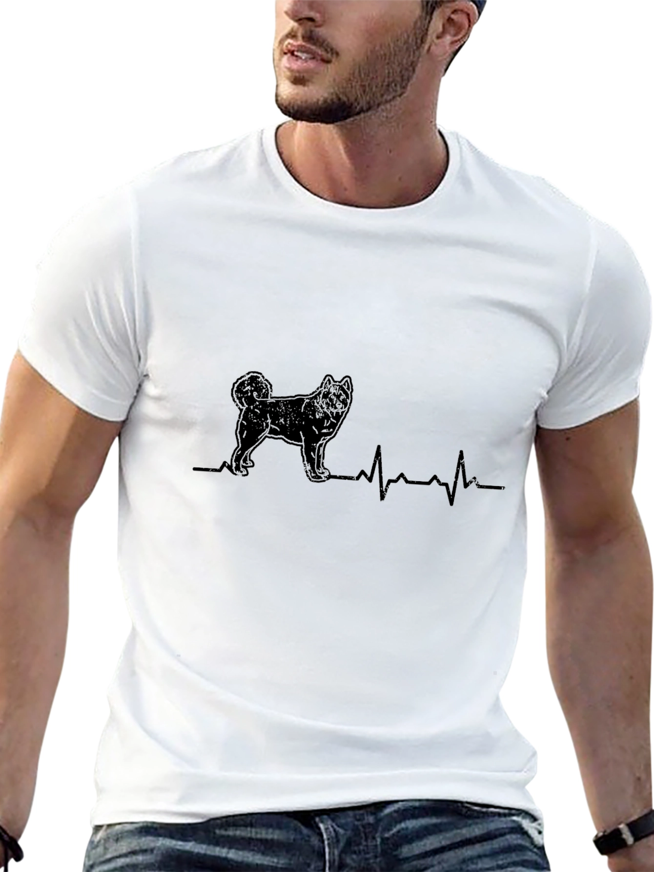 Black Dog Heartbeat T-Shirt - Unisex Graphic Tee view 13