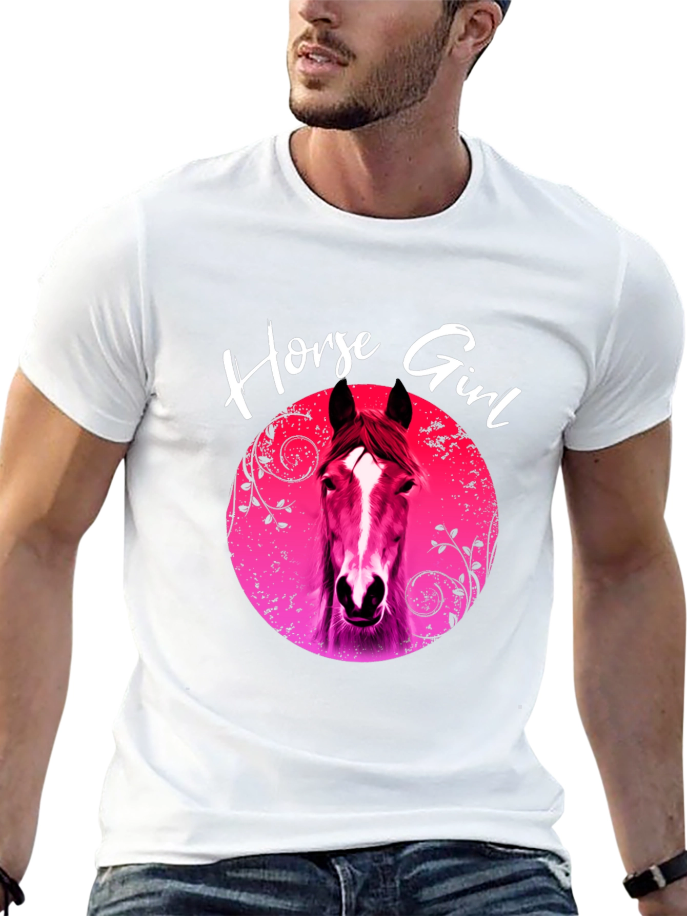 Black Horse Girl Graphic Tee - Black Unisex T-Shirt view 13