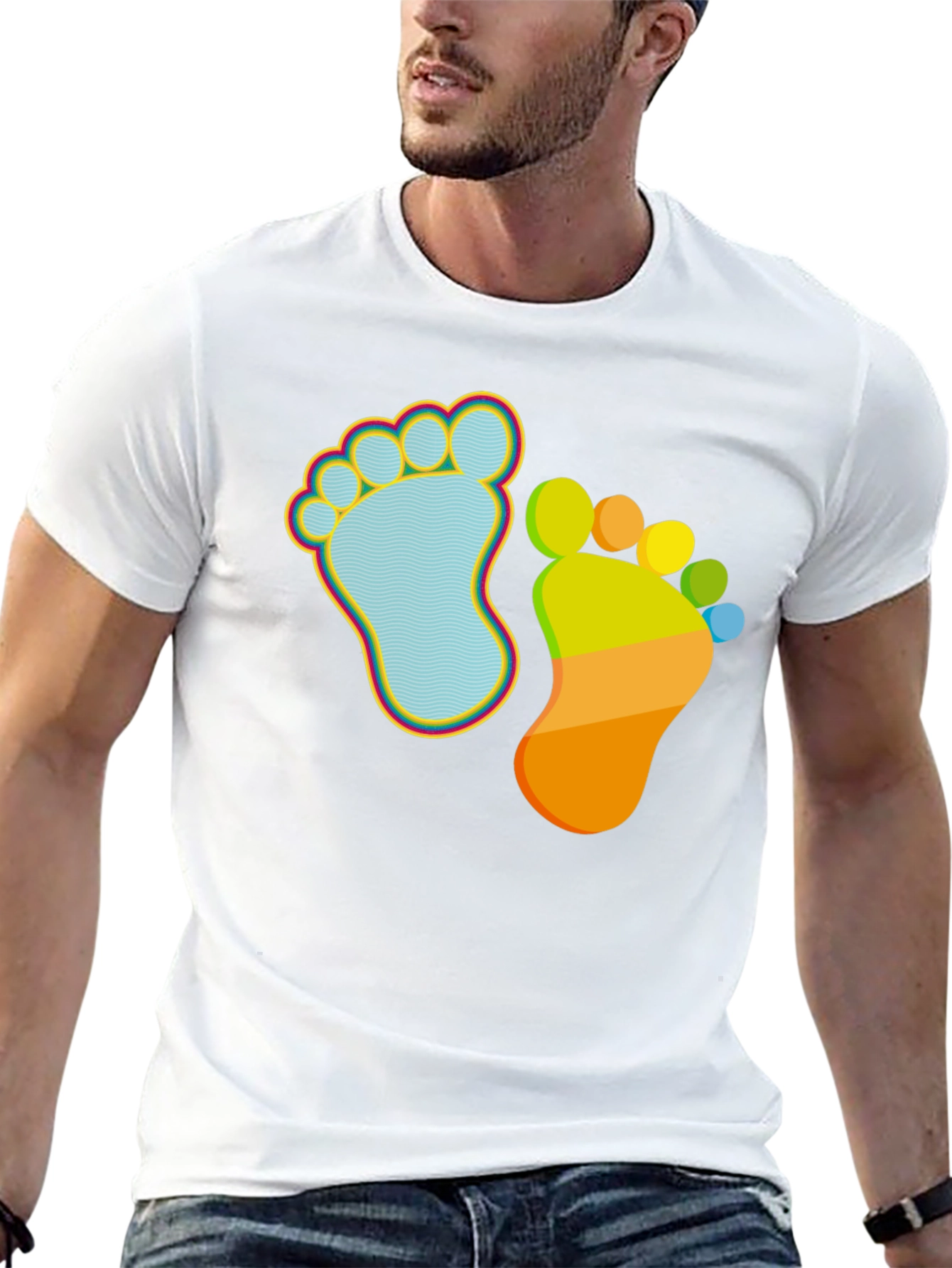 Black Whimsical Footprint Graphic Tee - Funky Feet Fashion view 13