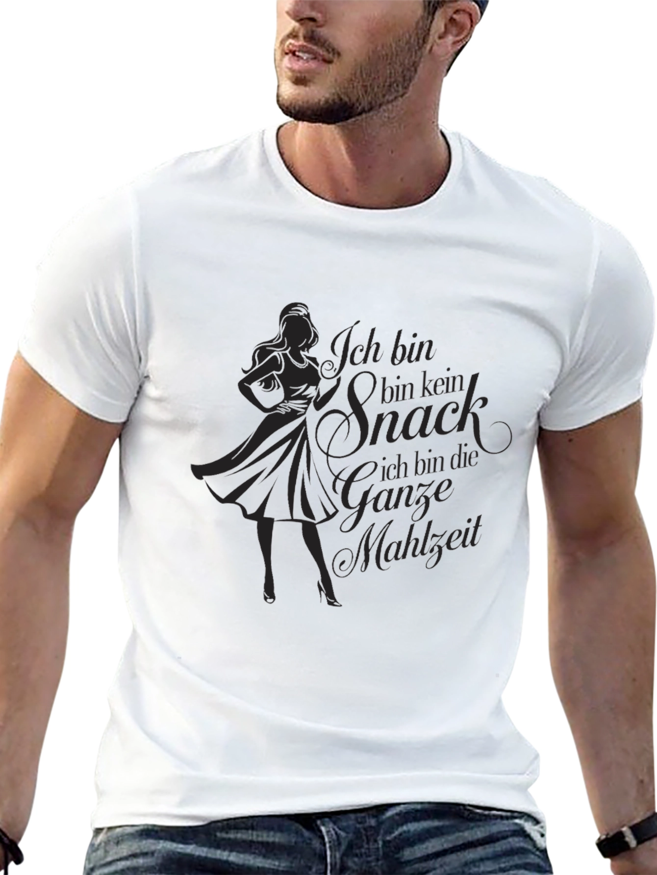 Black Ich Bin Kein Snack T-Shirt - Black, Graphic Tee view 13