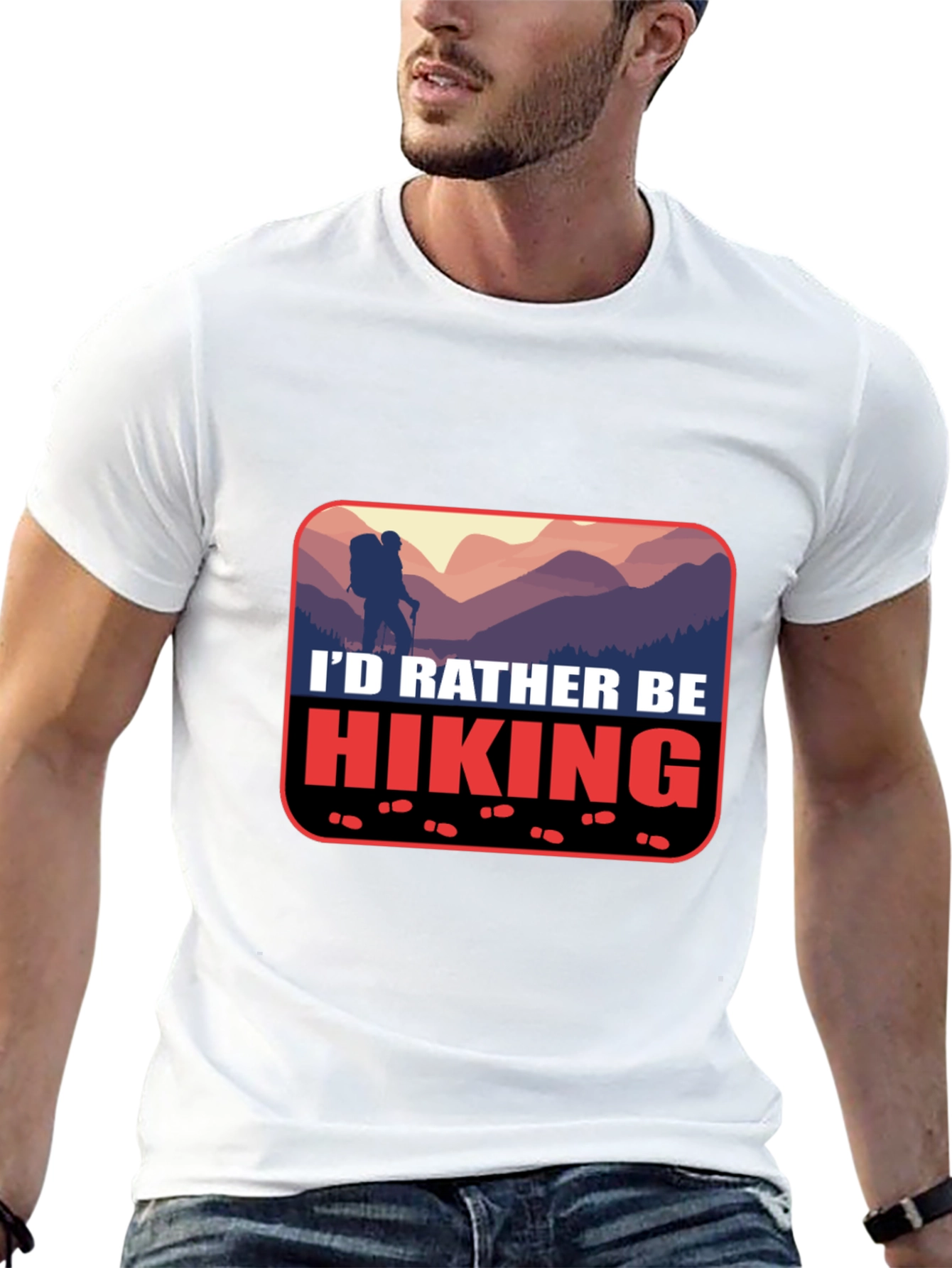 Black Hiking Graphic Tee - "I'd Rather Be Hiking" T-Shirt view 13