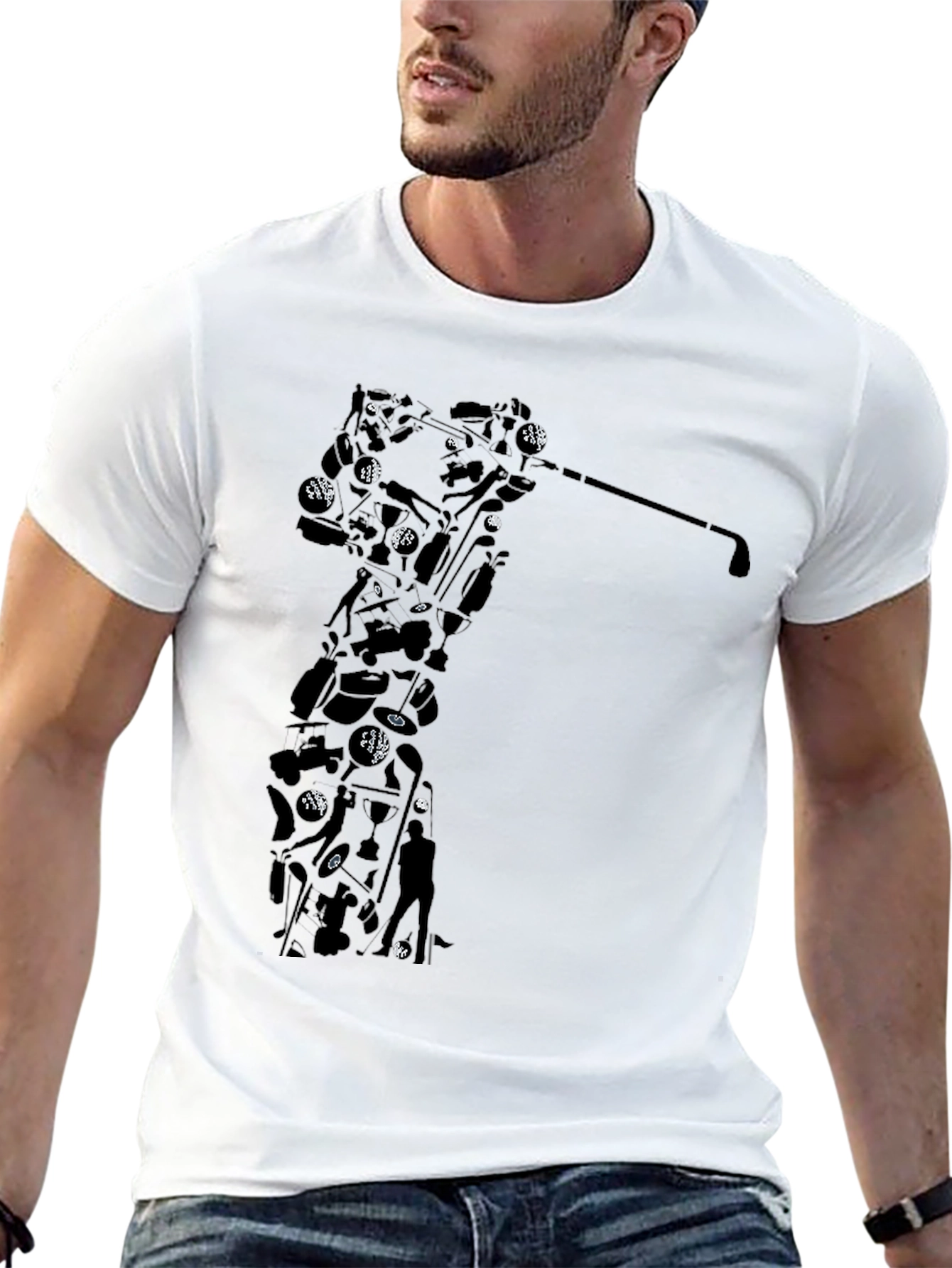 Black Golf Silhouette Tee - Black Golfer's T-Shirt view 13