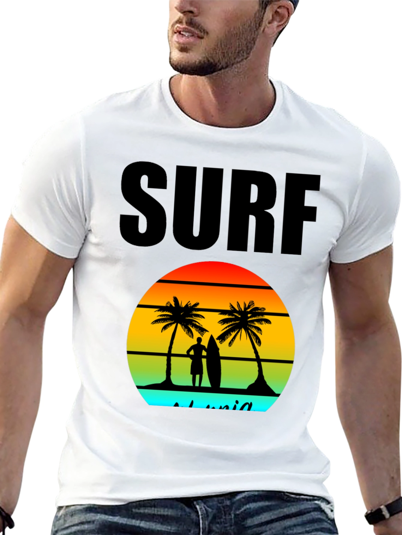 Black Surf Island Graphic Tee - Black Cotton T-Shirt view 13