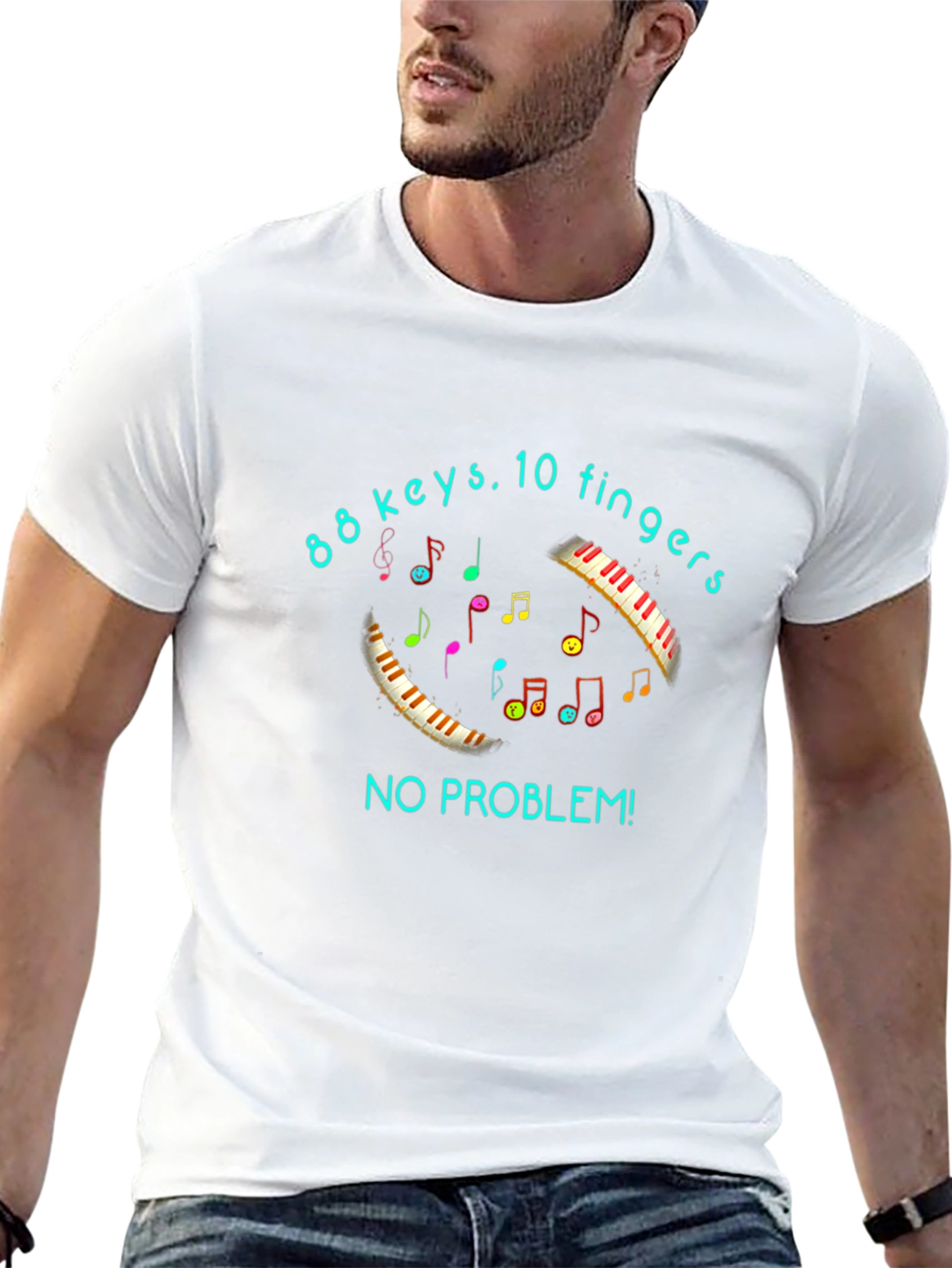 Black 88 Keys 10 Fingers No Problem T-Shirt view 13