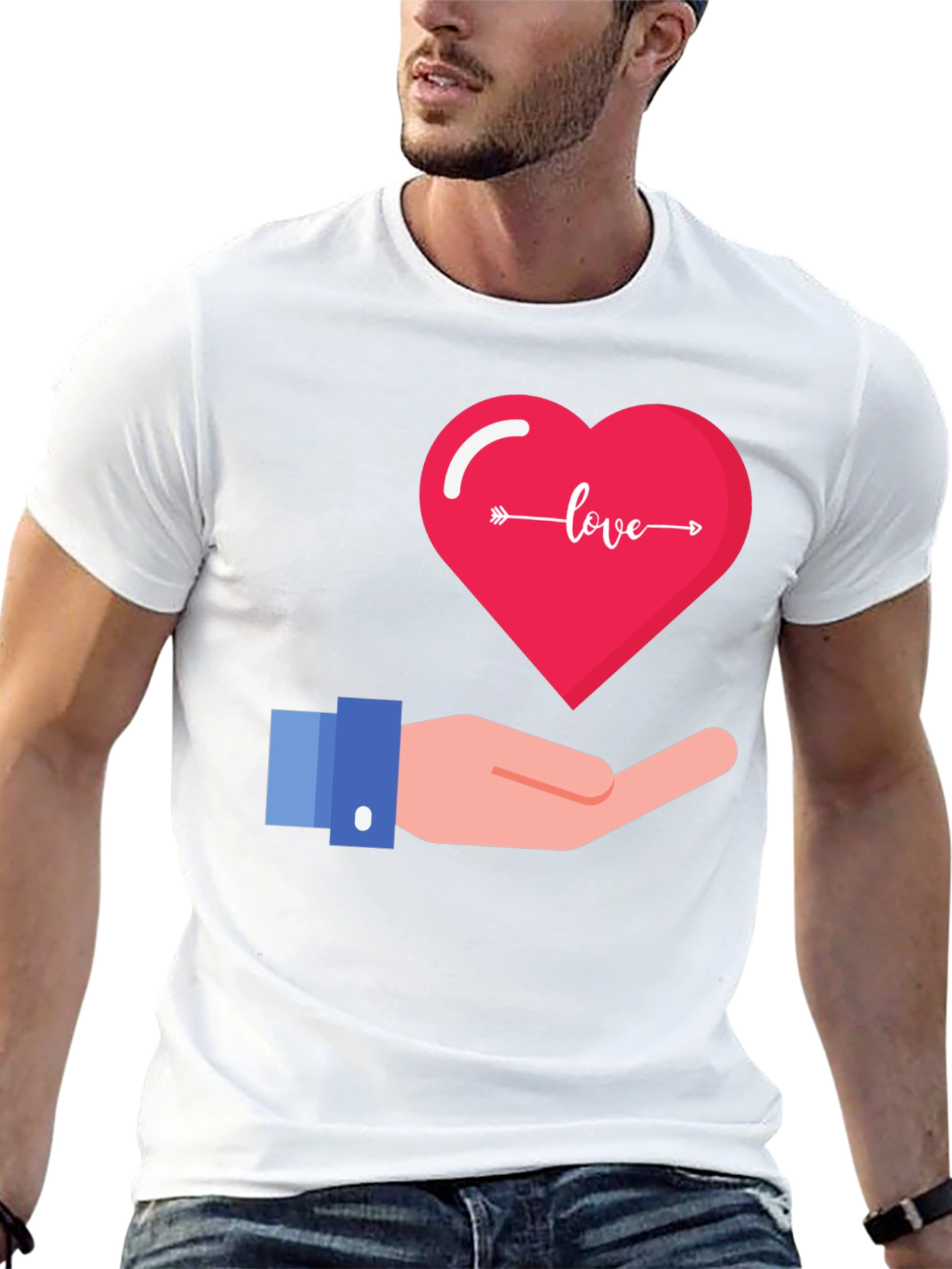 Black Love Heart in Hand Graphic T-Shirt - Stylish Valentine's Day Tee view 13