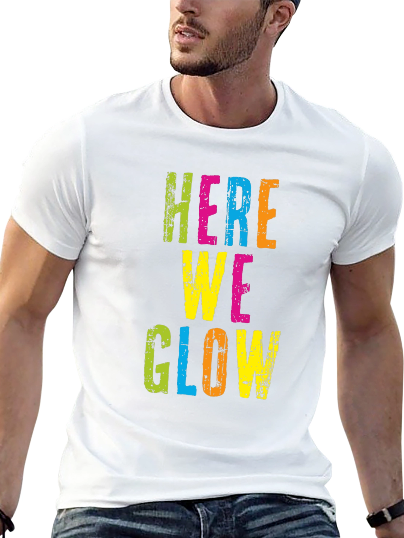 Black Here We Glow Graphic Tee - Party Ready T-Shirt view 13