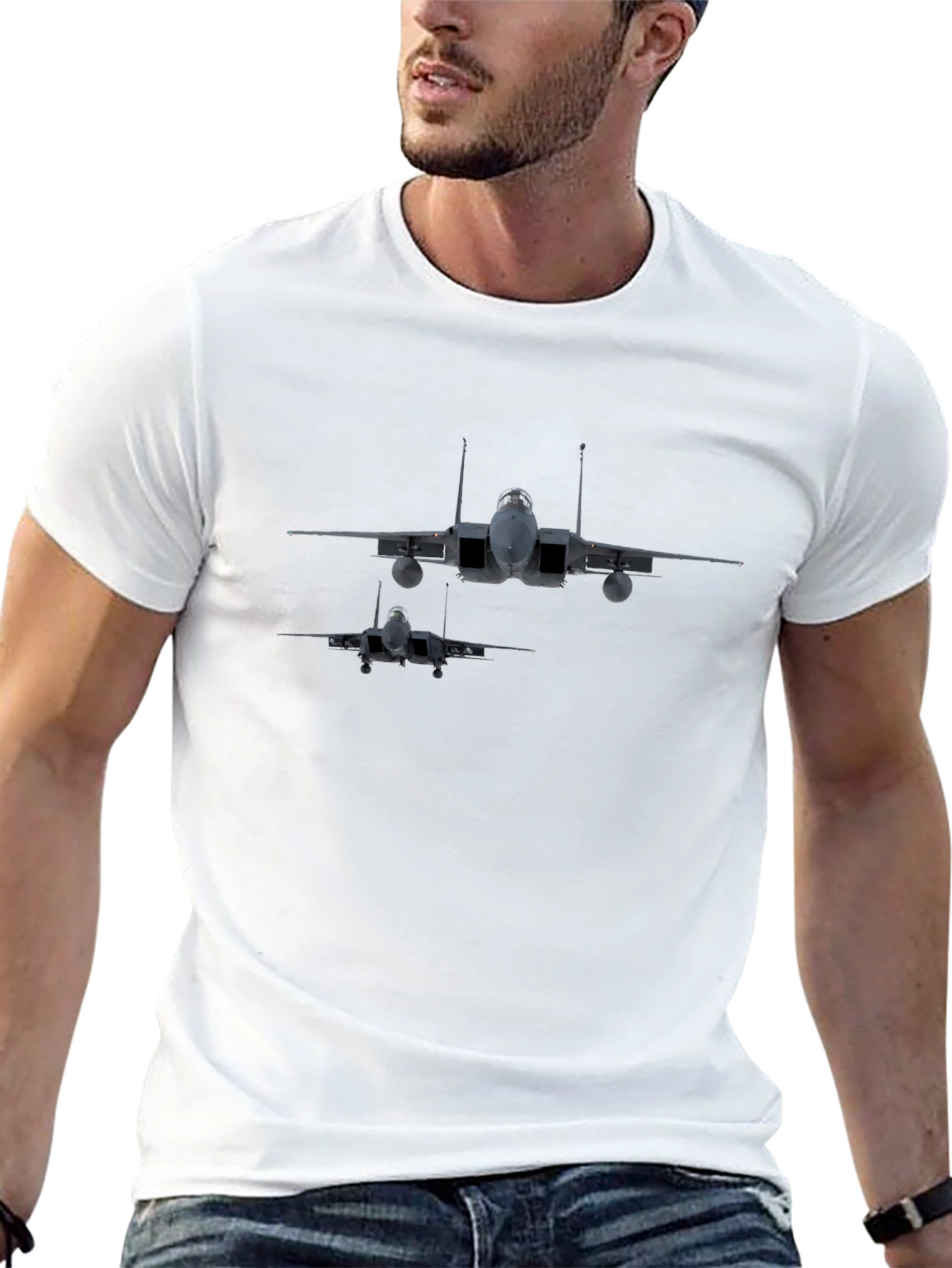 Black Jet Fighter Graphic Print Tee - Black view 13