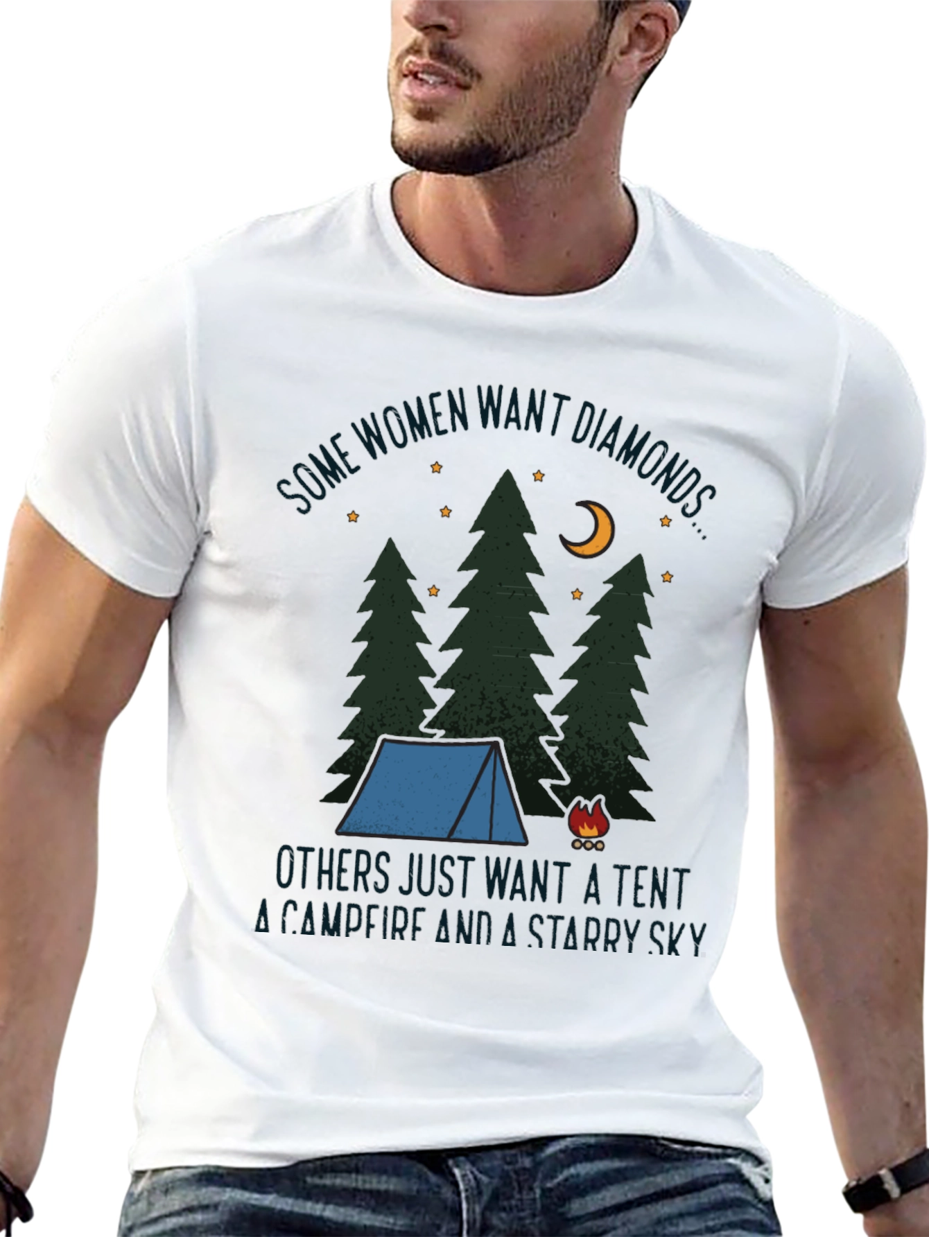 Camping Tent Starry Sky Graphic Tee - 13