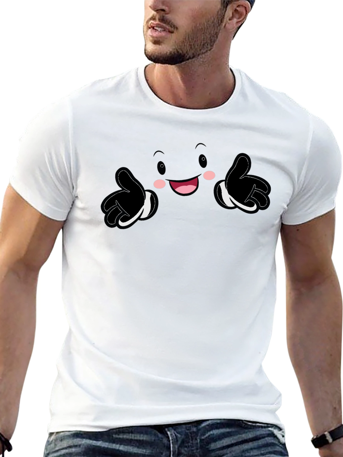 Black Fun Cartoon Character Graphic Print Black T-Shirt view 13