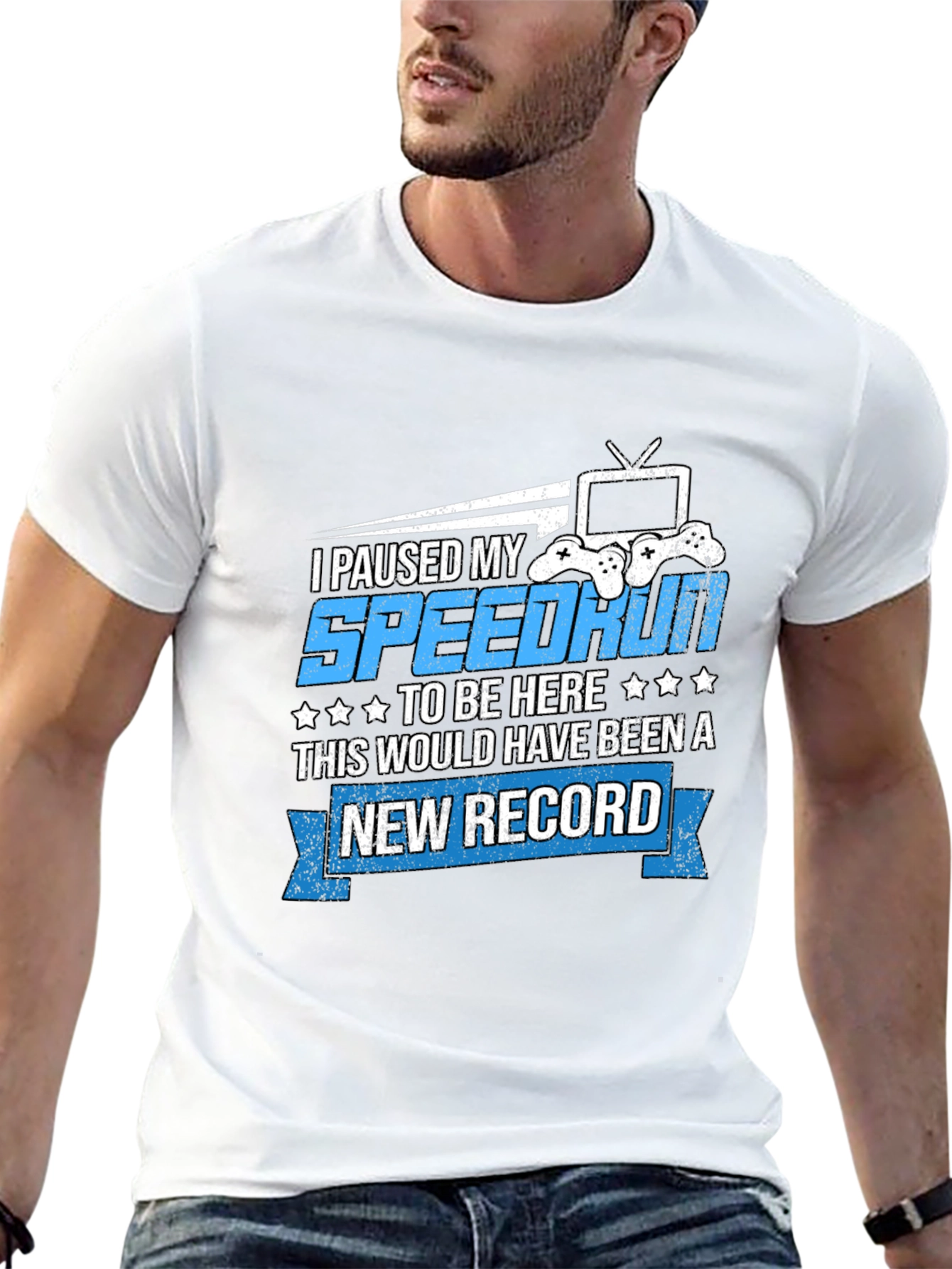 Black Gamer T-Shirt - Paused My Speedrun view 13