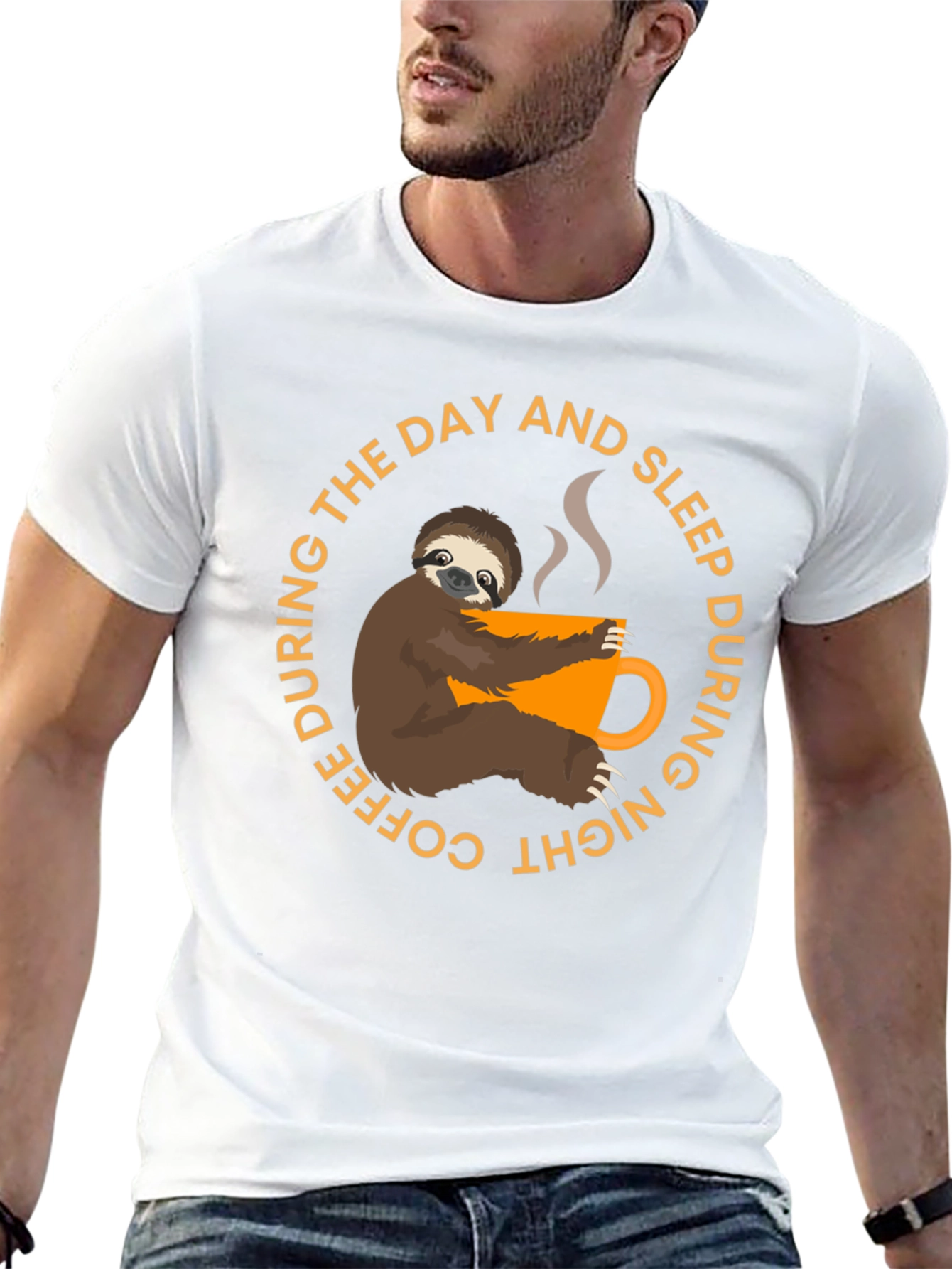 Black Coffee Sloth T-Shirt - Sleep During Night view 13