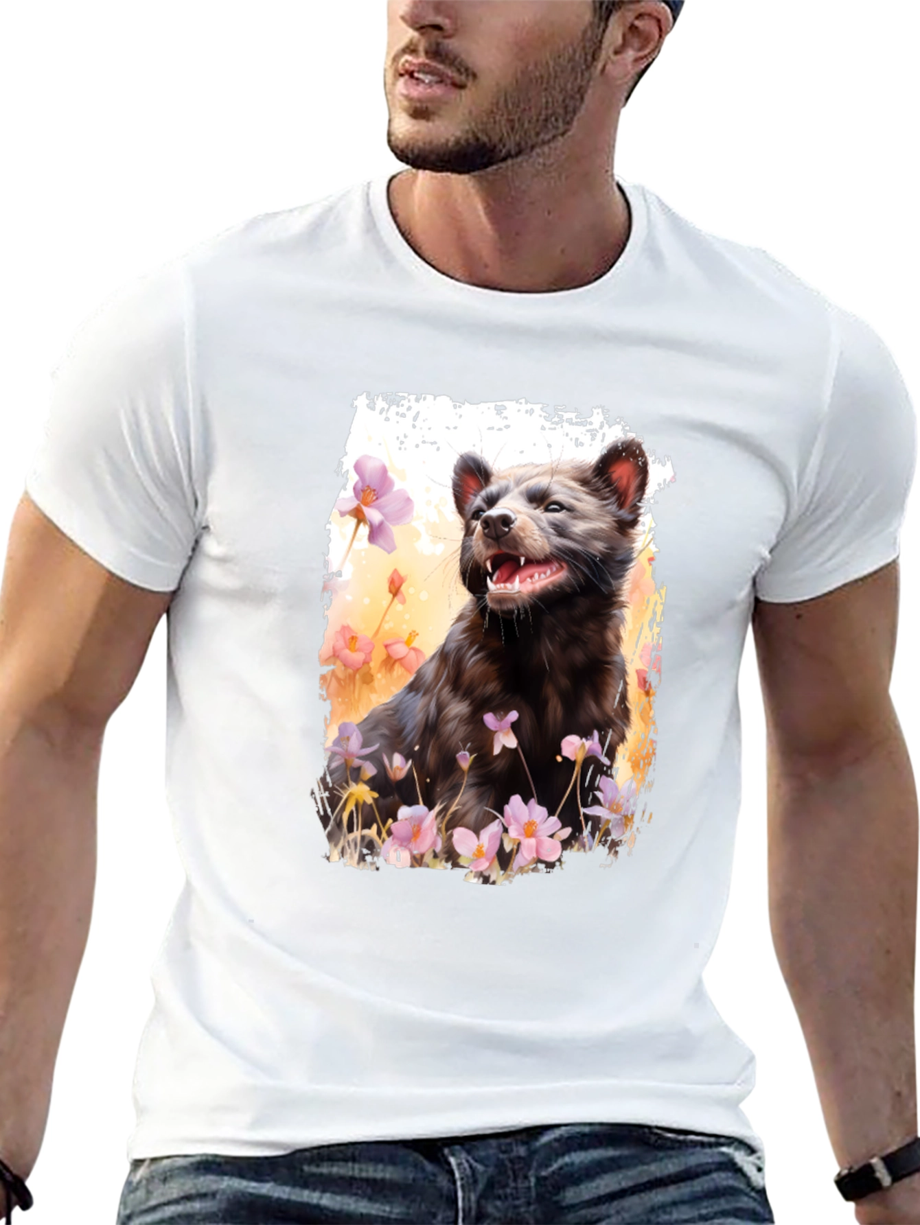 Black Tasmanian Devil Floral Print T-Shirt view 13