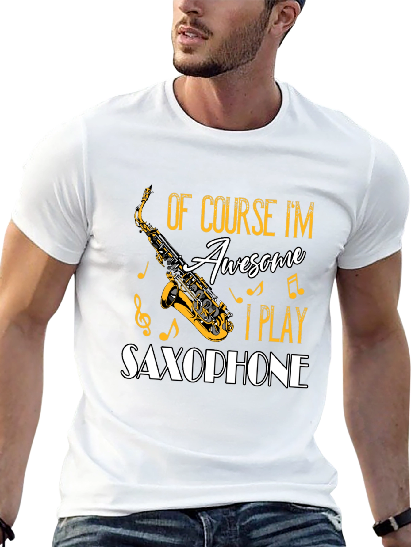Black Saxophone Player Graphic T-Shirt - Awesome Musician Tee view 13
