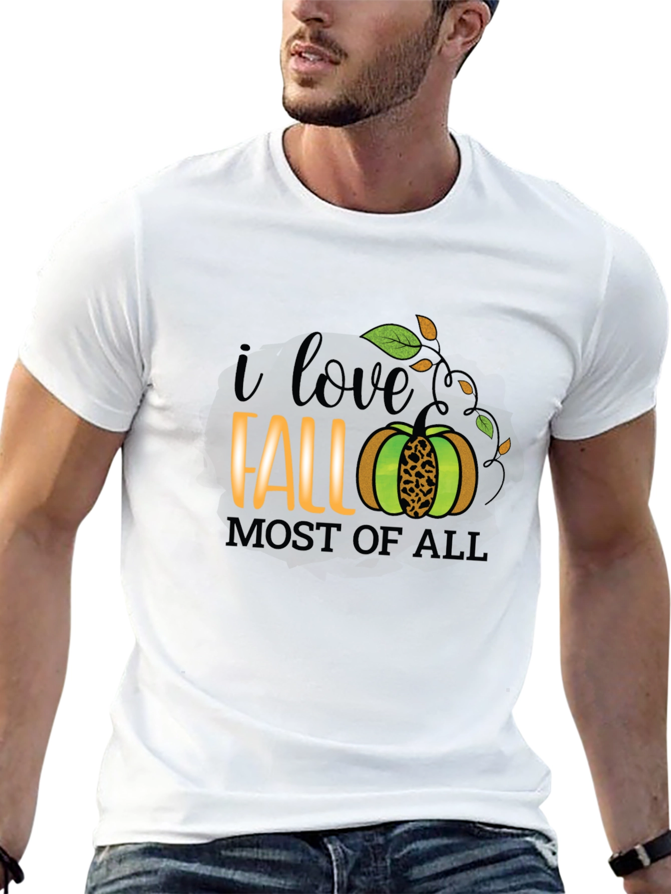 Black I Love Fall Most of All T-Shirt - Autumn Graphic Tee view 13